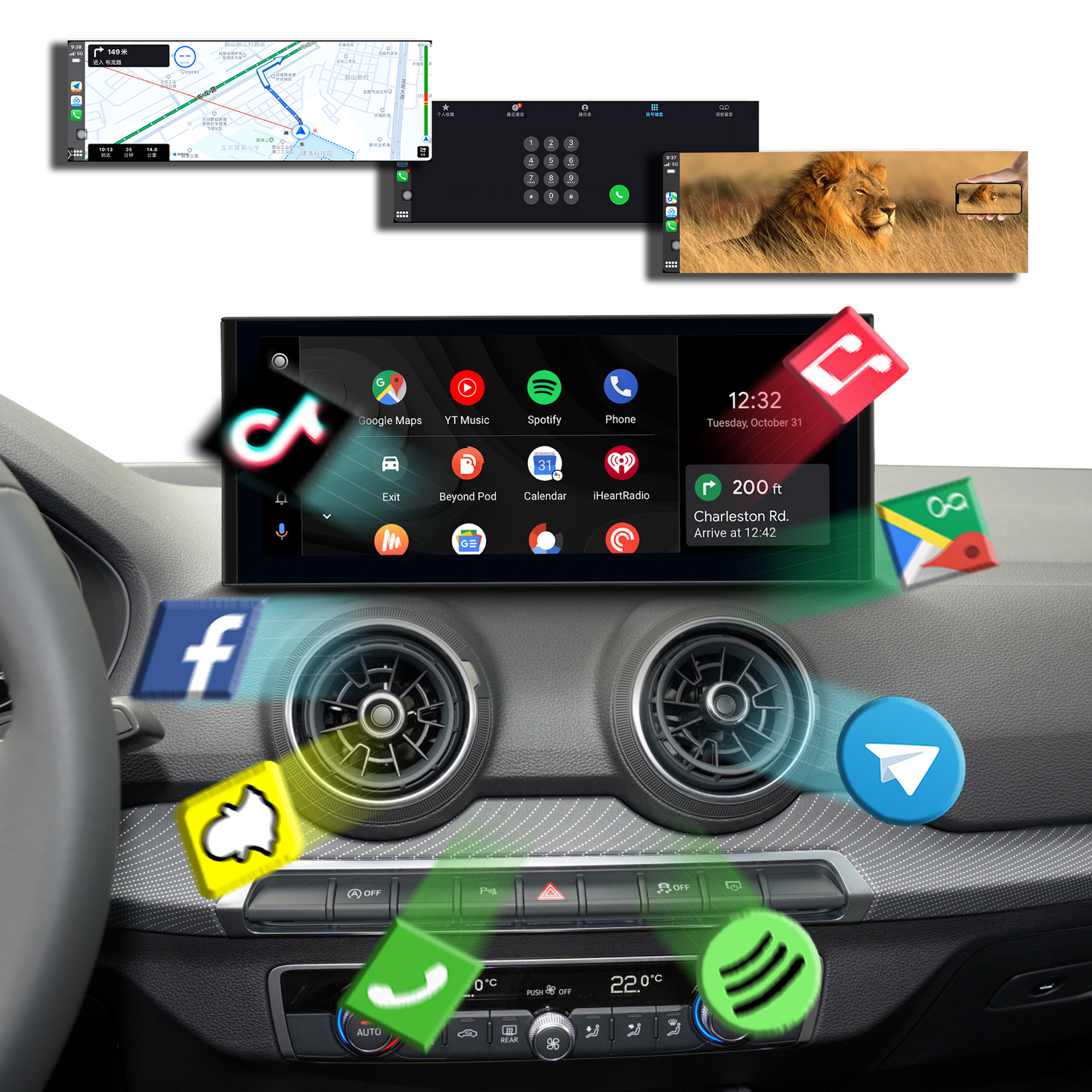 12.3" Touchscreen Upgrade Audi Q2 Radio Android Auto Wireless Carpaly Head Unit Car Stereo Mirror Link Autoradio Android13 Multimedia Music Game Netflix Tiktok 2010-2021 Wit-Up CarPlay Android Screen Upgrade