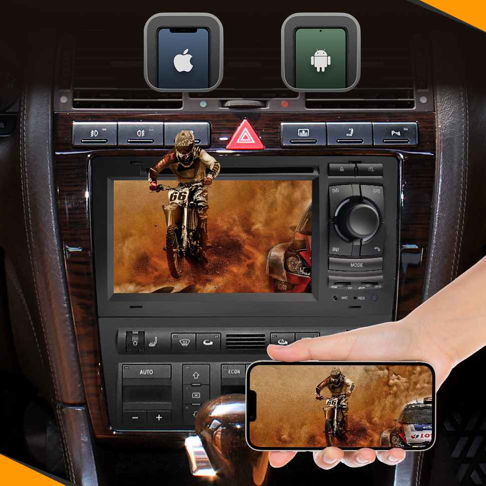 Wit-Up Android Head Unit Car Stereo For Audi A8 S8 D2 1993-2003 7 inch Touch Screen Radio Apple CarPlay & Android Auto GPS Navigation Bluetooth Backup Camera Aftermarket Head Unit Google Maps 4G Wi-Fi - Wit-Up Media Refit Tech