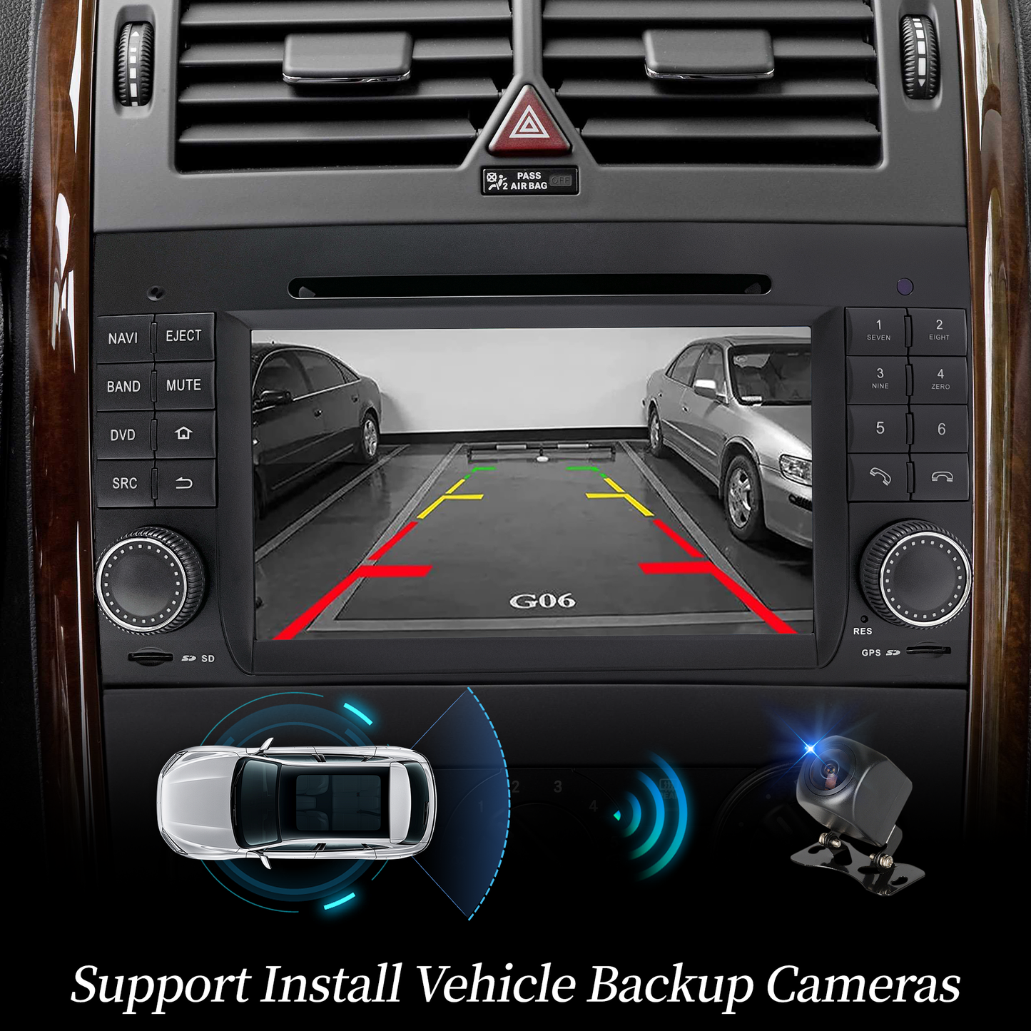 Wit-up Mercedes W169 C169 A-Class Radio Upgrade 7-inch Touch Screen Add Wireless Apple CarPlay Android Auto Android System GPS Navigation Google Maps Vehicle Cameras Bluetooth Calls AM FM DVD Netflix YouTube