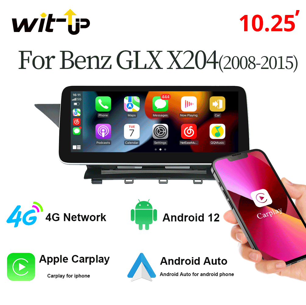 Wit-Up 10.25" Touchscreen GPS Navi Autoradio Stereo Wireless Carplay For Benz GLK 2008-2015 Youtube Apply Carplay Mirroring - Wit-Up Media Refit Tech