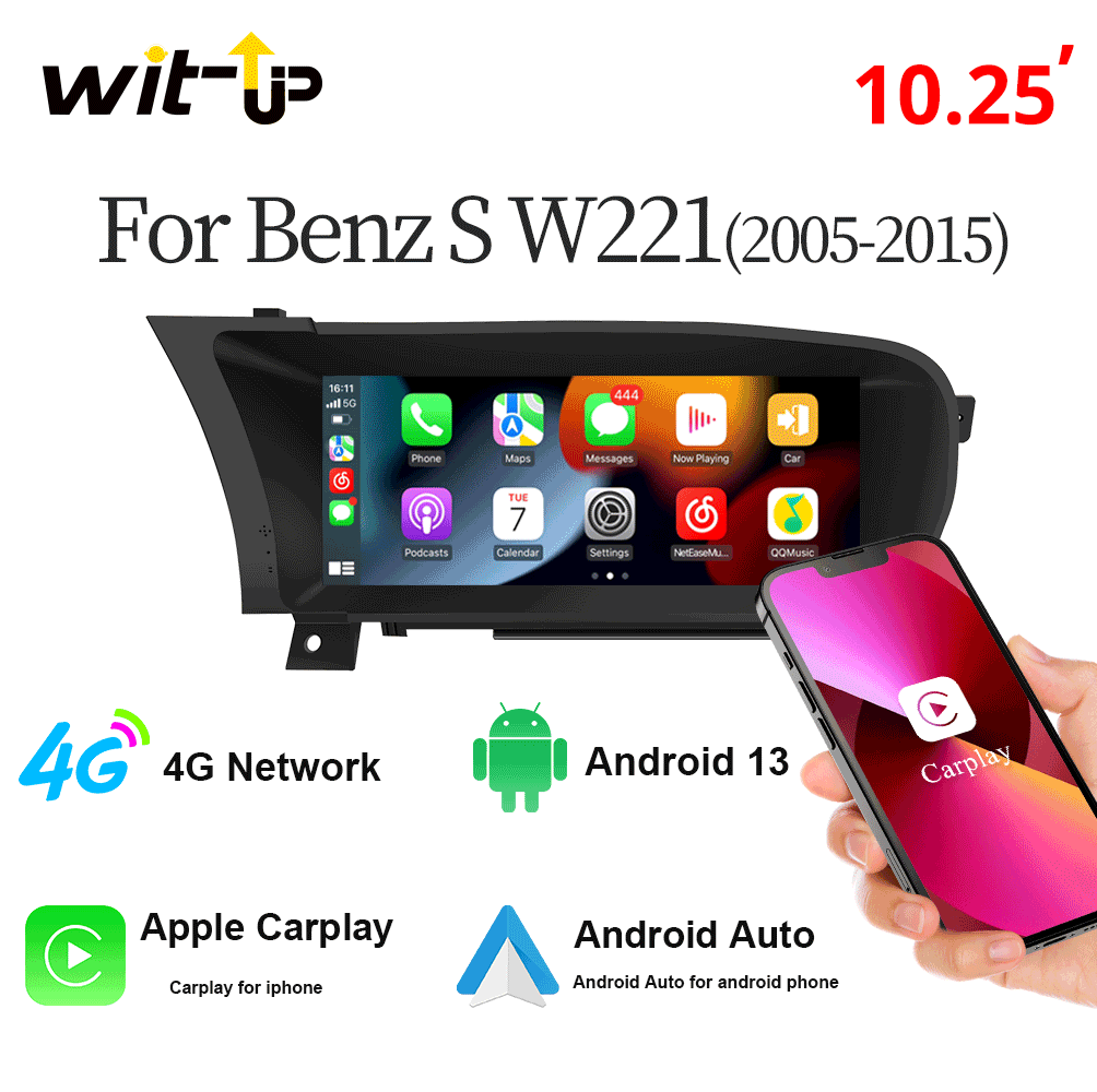 Wit-Up For Benz S W221 CL W216 10.25" Touchscreen Upgrade Android radio Aftermaket GPS Navi CarPlay Autoradio Car Stereo Multimedia - Wit-Up Media Refit Tech