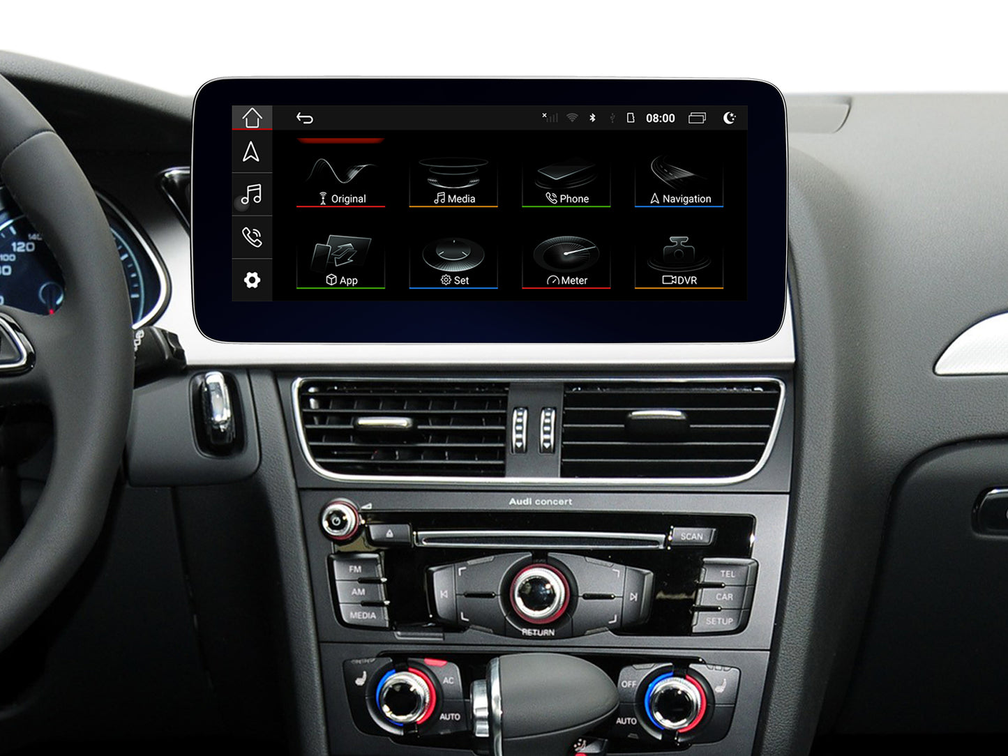 Audi A4 Radio Upgrade Touch Screen A5 B8 MMI 3G Android Auto 12.3" Car Stereo Android 13 Music Google Wireless Youtube AirPlay Mirroring Wired Navigation GPS Game Google Map Netflix Multimedia 2009-2015