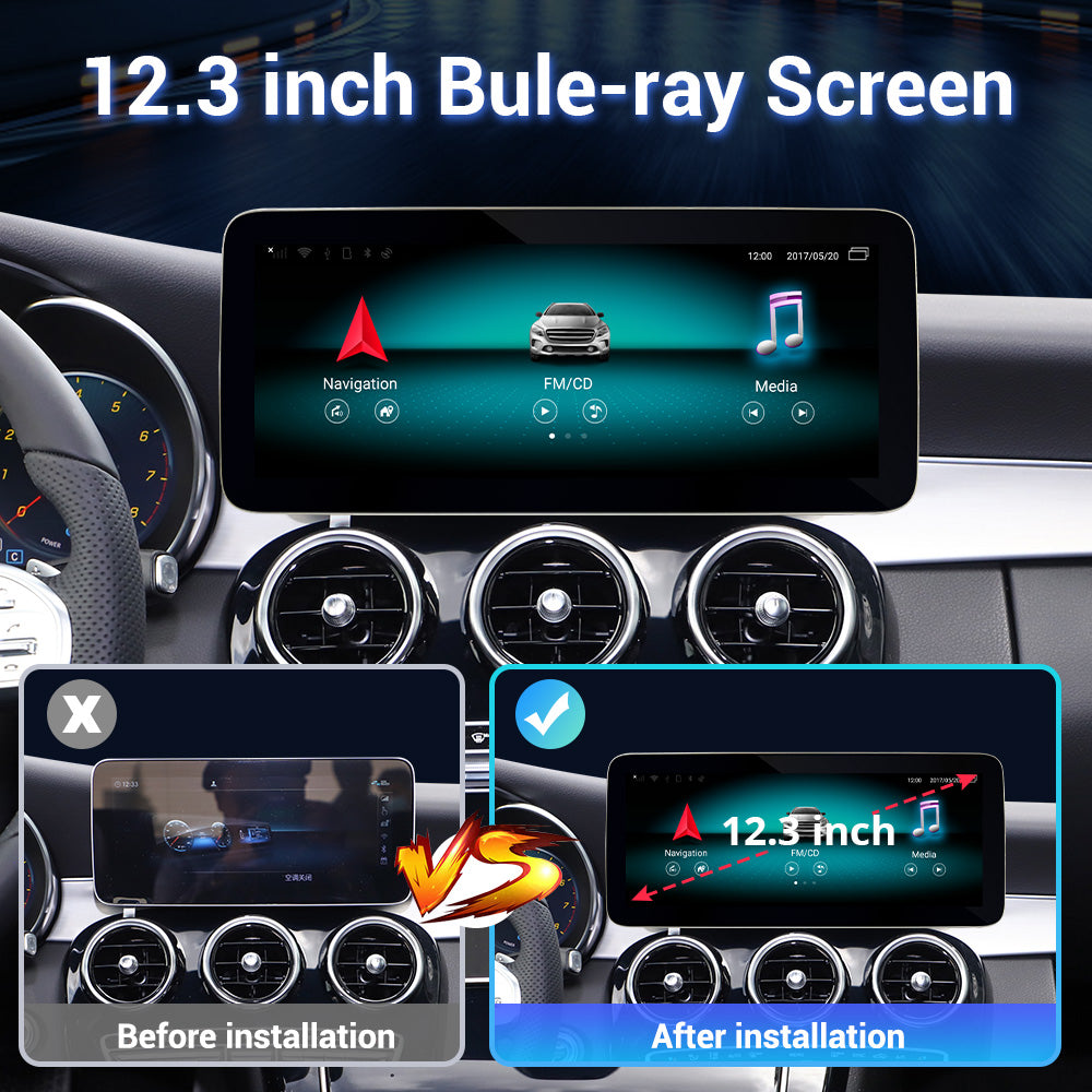 Android 12.3‘’ car navigation Autoradio Android Auto for Mercedes C W205 GLC X253 2015-2022 ntg5.0 ntg5.5 Apple CarPlay GPS Multimedia - Wit-Up Media Refit Tech