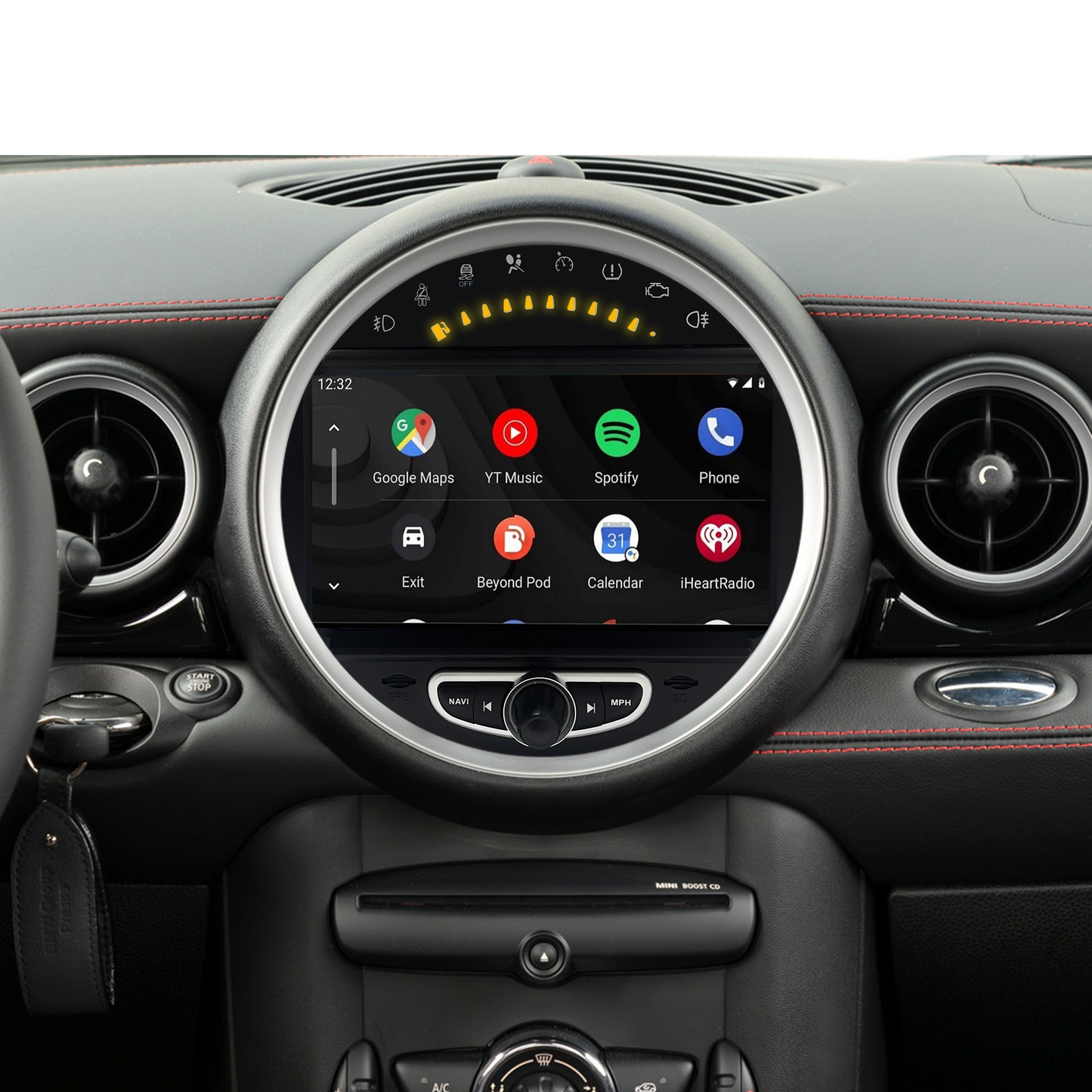 Wit-up Mini Cooper R60 Apple CarPlay Upgrade 8-inch Android Touch Screen Wireless Android Auto Spotify Navigation Vehicle Cameras Download Android Apps Games Music Movies TV Receive Calls Via Bluetooth Video Reddit Game Facebook Tiktok YouTube
