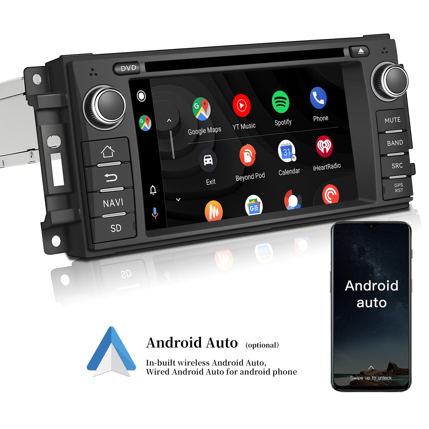 Wit-Up Dodge Car Radio For 7'' 2002-2008 Stereo Aftermarket Touch Screen Replacement Head Unit Upgrade 2 Din Android 12 Car Multimedia DVD Stereo With Screen Receiver Bluetooth DVD Player Video Games - Wit-Up Media Refit Tech