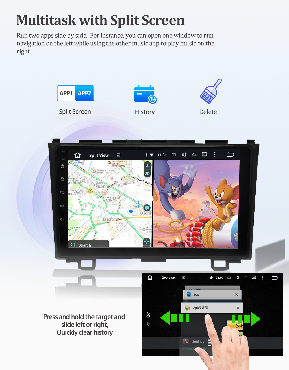 Wit-Up Honda Crv Car Radio For Upgrade Double Din 9 inch 2006-2012 Screen Installation Apple CarPlay & Android Auto Head Unit GPS Navigation Bluetooth Replacement Aftermarket Video Games Google Maps 4G Wi-Fi - Wit-Up Media Refit Tech