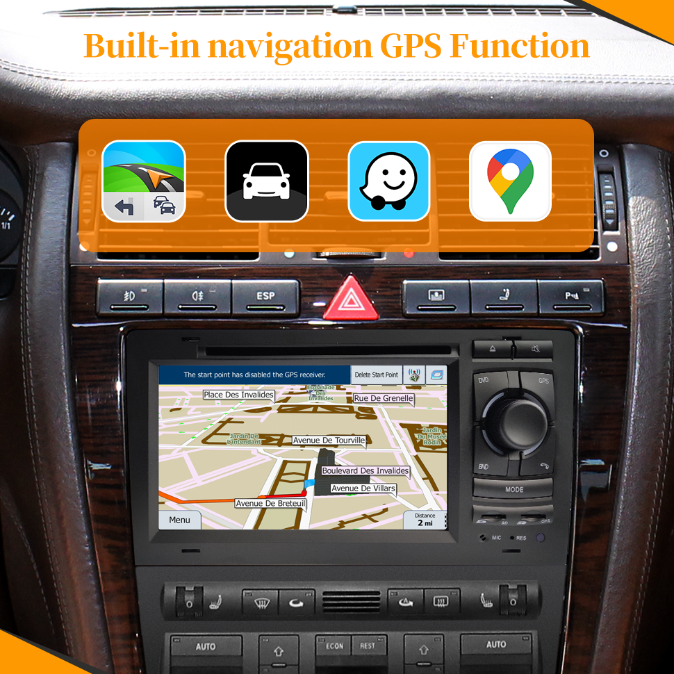 Wit-Up Android Head Unit Car Stereo For Audi A8 S8 D2 1993-2003 7 inch Touch Screen Radio Apple CarPlay & Android Auto GPS Navigation Bluetooth Backup Camera Aftermarket Head Unit Google Maps 4G Wi-Fi - Wit-Up Media Refit Tech