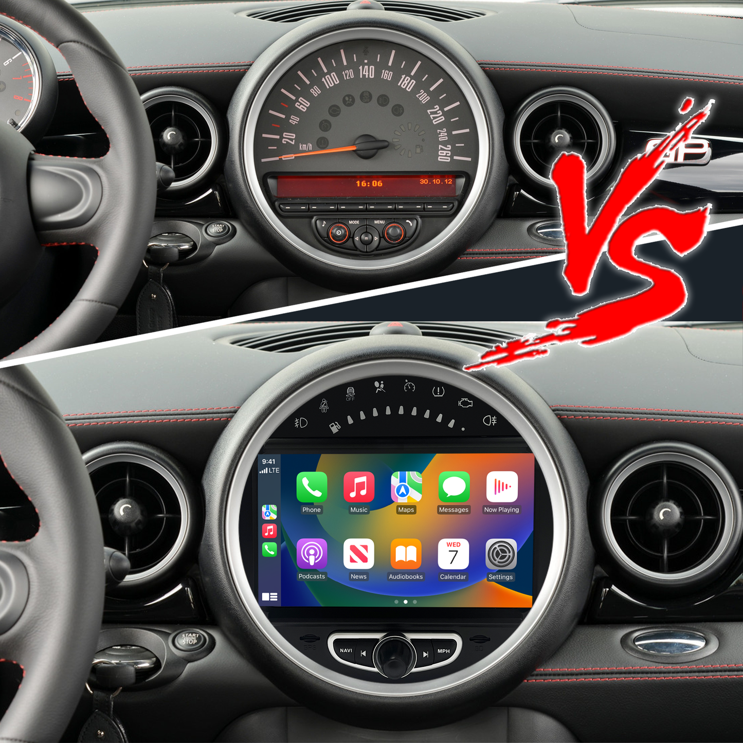Wit-up Mini Cooper R60 Apple CarPlay Upgrade 8-inch Android Touch Screen Wireless Android Auto Spotify Navigation Vehicle Cameras Download Android Apps Games Music Movies TV Receive Calls Via Bluetooth Video Reddit Game Facebook Tiktok YouTube