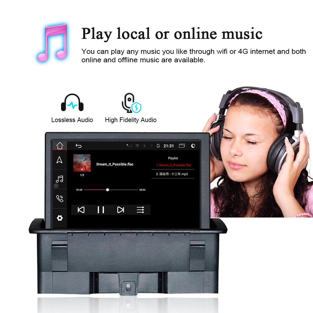 Wit-Up for Audi A1 7" Touchscreen Android Wifi GPS Multimedia Auto Navi Bluetooth USB 4G Wireless CarPlay Auto Apply Carplay Mirror Link Android Auto Netflix Best Aftermarket Stereo 2010 2011 2012 2013 2014 2015 2016 2017 2018