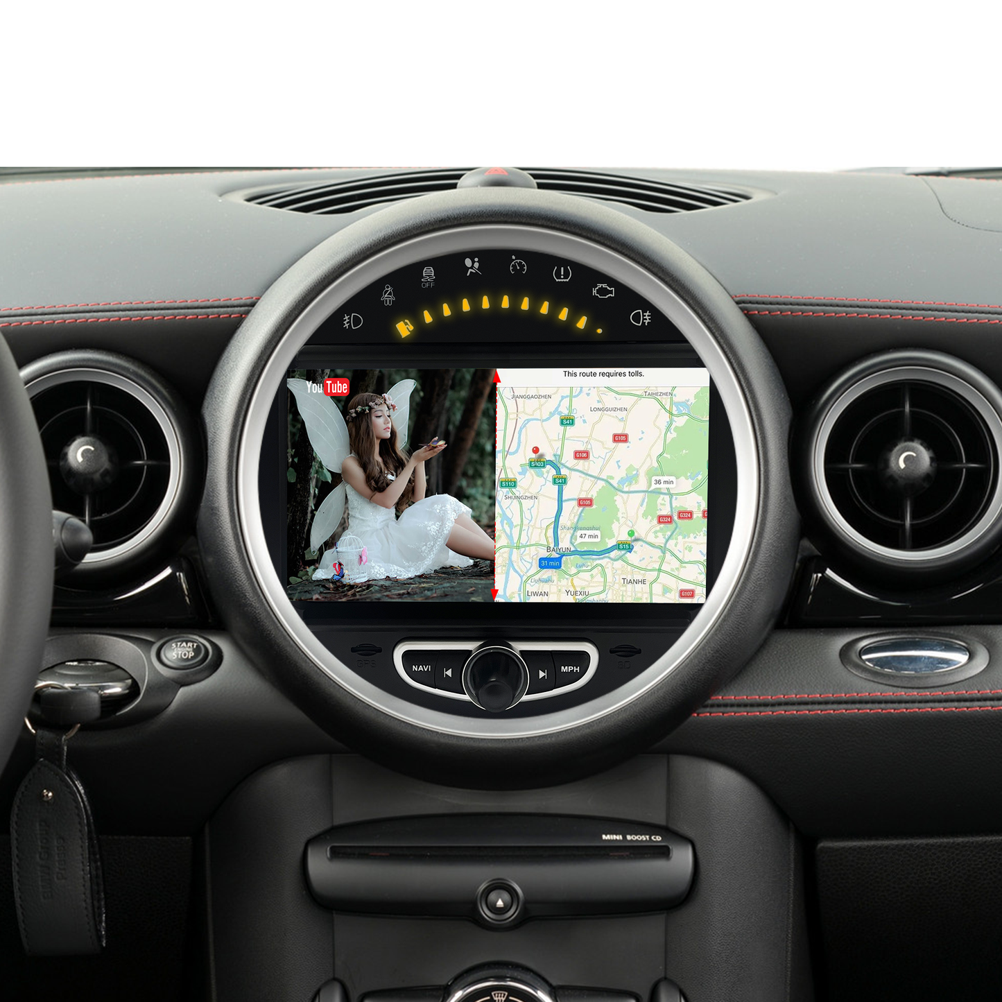 Wit-up Mini Cooper R60 Apple CarPlay Upgrade 8-inch Android Touch Screen Wireless Android Auto Spotify Navigation Vehicle Cameras Download Android Apps Games Music Movies TV Receive Calls Via Bluetooth Video Reddit Game Facebook Tiktok YouTube