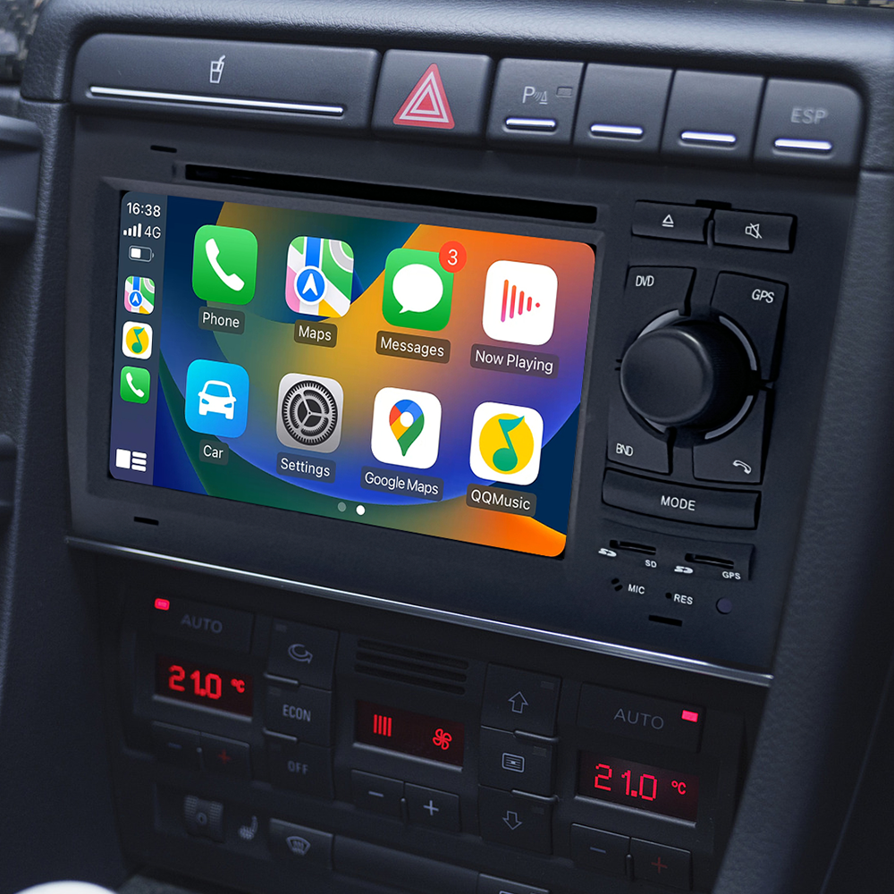 Wit-Up Audi A4 Stereo Car Radio Dash Kit Upgrade Head Unit 2004-2008 Radio Replacement 7 inch With Wireless Apple Carplay Aftermarket Camera Andio Auto Screen Mirror Bluetooth Music Video BT DVD Google Map - Wit-Up Media Refit Tech