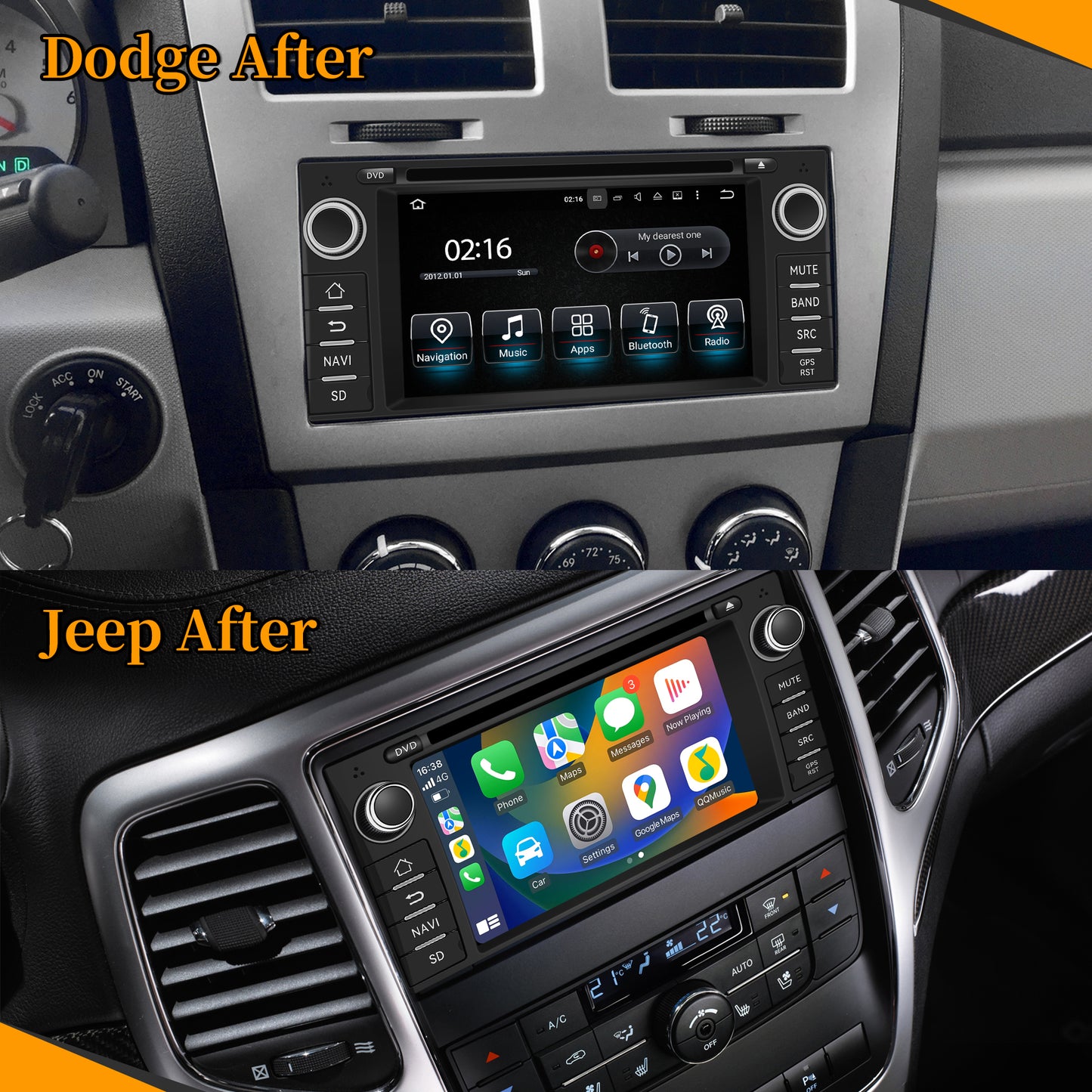 Wit-Up Dodge Car Radio For 7'' 2002-2008 Stereo Aftermarket Touch Screen Replacement Head Unit Upgrade 2 Din Android 12 Car Multimedia DVD Stereo With Screen Receiver Bluetooth DVD Player Video Games - Wit-Up Media Refit Tech
