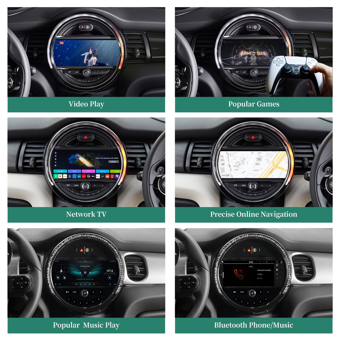 Mini Cabrio Convertible Android Wireless Adapte for F57 Mini Cooper Jcw One NBT 8.8 Without Touch Apple Wit-Up For CarPlay Multi Media interface Android Auto Netflix FullScreen Wi-Fi Movies Music TV Video Wit-Up Media Refit Tech