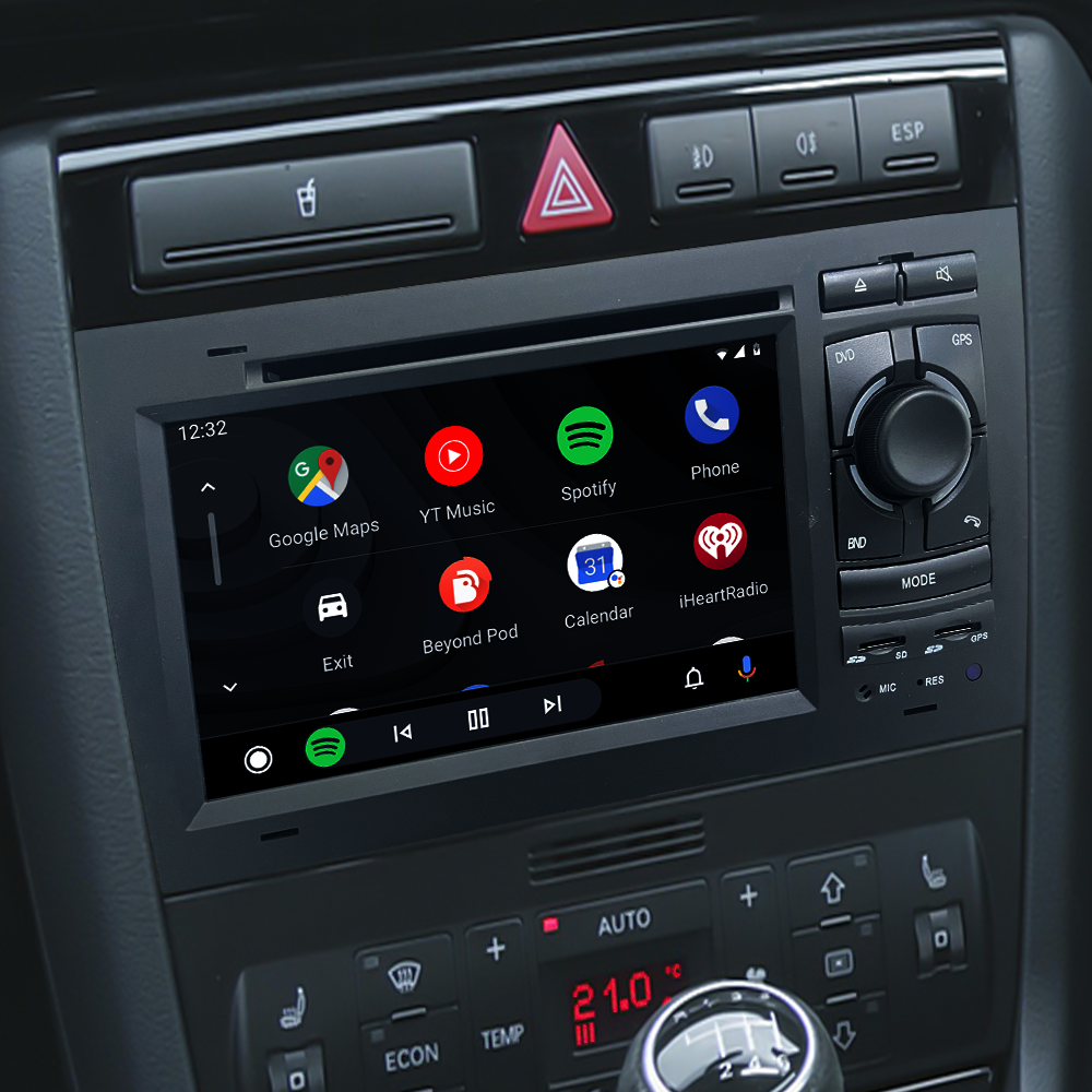 Wit-Up Audi A4 Stereo Car Radio Dash Kit Upgrade Head Unit 2004-2008 Radio Replacement 7 inch With Wireless Apple Carplay Aftermarket Camera Andio Auto Screen Mirror Bluetooth Music Video BT DVD Google Map - Wit-Up Media Refit Tech