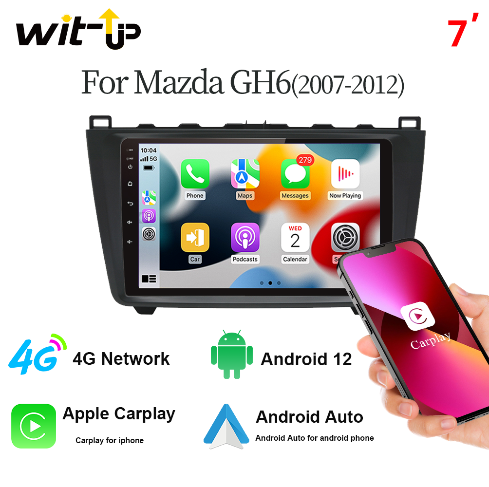 Wit-Up Radio Mazda For GH6 2007-2012 Stereo Touch Screen Replacement Radio Upgrade 2 din Android 12 Car Multimedia DVD Carpaly With Full Screen Receiver Player GPS 4G Wi-Fi Mirror Link Google Maps - Wit-Up Media Refit Tech