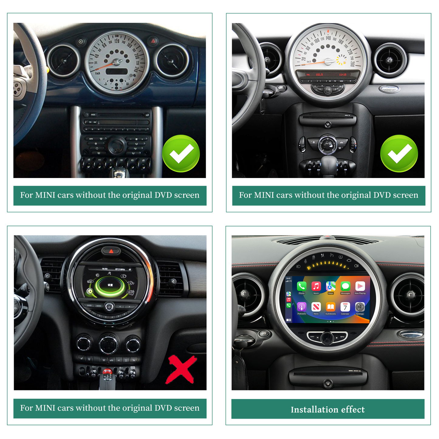 Wit-up Mini Cooper R60 Apple CarPlay Upgrade 8-inch Android Touch Screen Wireless Android Auto Spotify Navigation Vehicle Cameras Download Android Apps Games Music Movies TV Receive Calls Via Bluetooth Video Reddit Game Facebook Tiktok YouTube