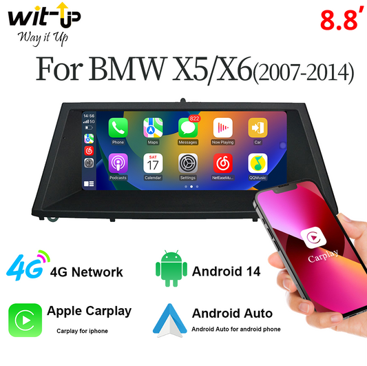 Wit-Up For BMW X5 X6 E70 E71 E72 8.8" Touchscreen Android 14 GPS Navi CarPlay Autoradio Car Stereo Multimedia Auto GSP Wifi - Wit-Up Media Refit Tech
