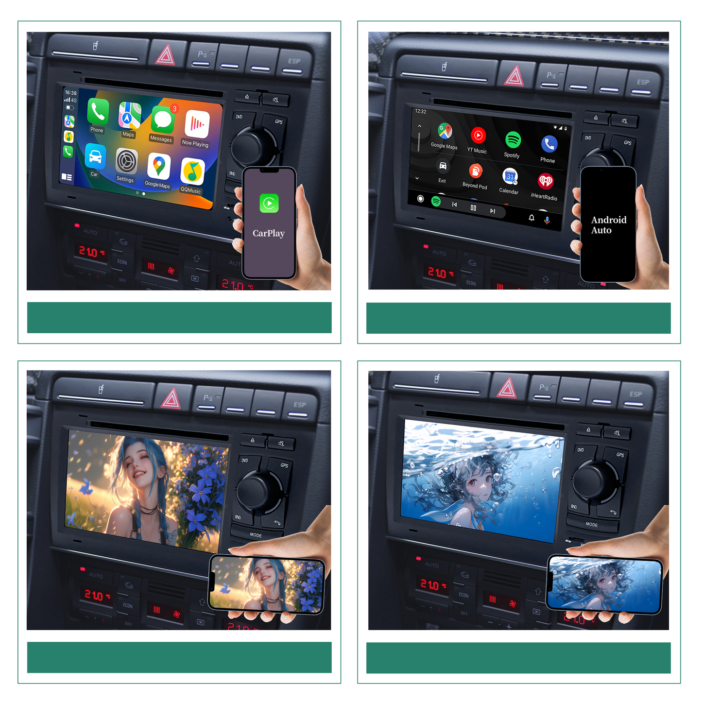 Wit-Up Audi A4 Stereo Car Radio Dash Kit Upgrade Head Unit 2004-2008 Radio Replacement 7 inch With Wireless Apple Carplay Aftermarket Camera Andio Auto Screen Mirror Bluetooth Music Video BT DVD Google Map - Wit-Up Media Refit Tech