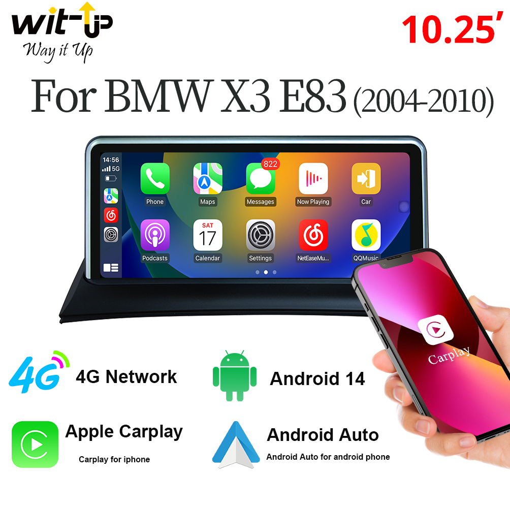 Wit-Up 10.25" Touchscreen For BMW X3 E83 2004-2010 GPS Navi Autoradio Stereo Wireless Carplay Youtube Apply Carplay AirPlay Mirroring Wired Android Head Unit Netflix Tiktok - Wit-Up Media Refit Tech