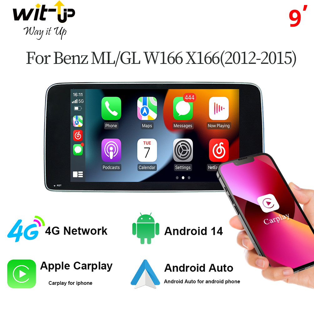 Wit-Up 9" Touchscreen GPS Navi Autoradio Stereo Wireless Carplay for Benz ML W166 GL X166 2011 2012 2013 2014 2015 Youtube Apply Carplay Carplay Mirroring - Wit-Up Media Refit Tech