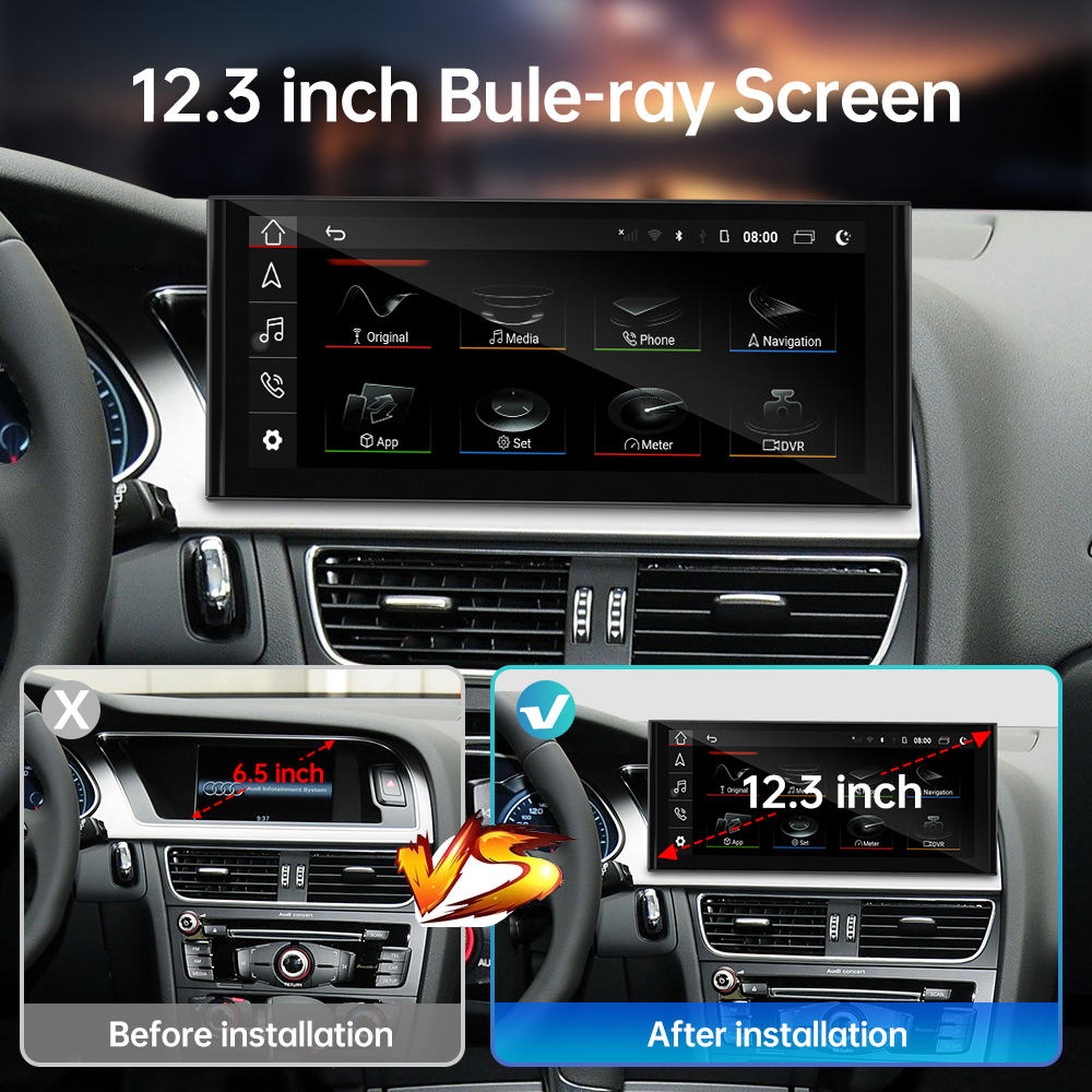 Wit-Up for Audi A4 A5 MMI 2G 12.3" Touchscreen Upgrade GPS Navigation Android Auto Stereo Wireless Carplay (2009-2015) Youtube Apply Carplay AirPlay Mirroring Wired Google Map Reddit Twitter Wit-Up CarPlay Android Screen Upgrade