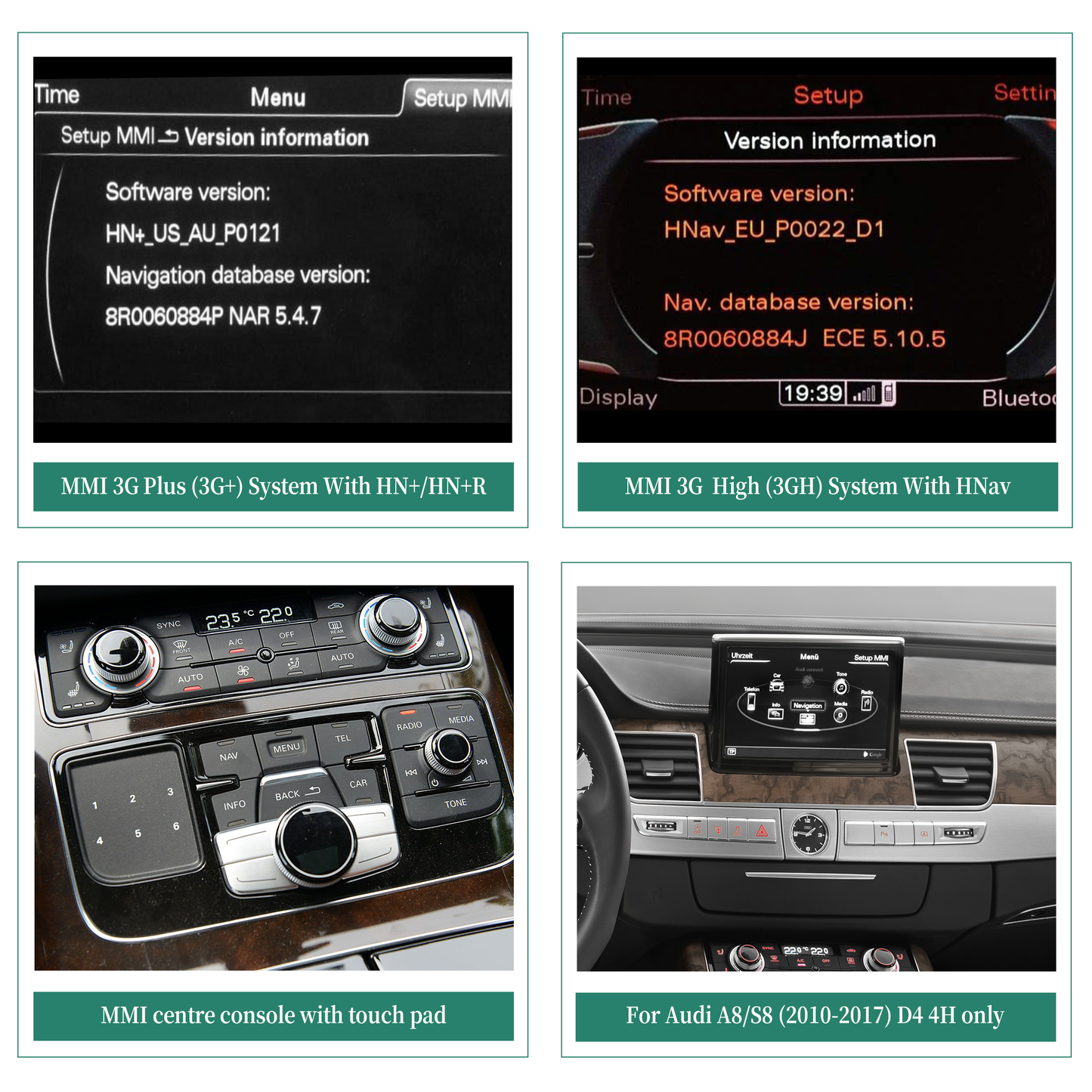 Car Stereo Audi A8 S8 D3 D4 Touch Screen Upgrade Double Din Radio Apple CarPlay & Android Auto GPS Navigation Bluetooth Backup Camera Aftermarket Google Maps 4G Wi-Fi 2002 2003 2004 005 2006 2007 2008 2009 2010 2011 2012 2013 2014 2015 2016 2017 2018 Wit-Up CarPlay Android Screen Upgrade