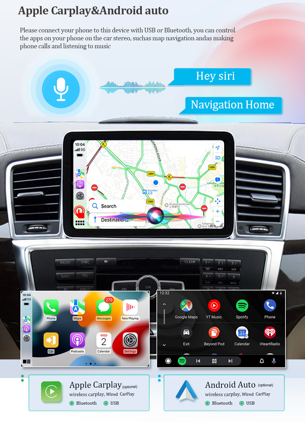 Wit-Up 9" Touchscreen GPS Navi Autoradio Stereo Wireless Carplay for Benz ML W166 GL X166 2011 2012 2013 2014 2015 Youtube Apply Carplay Carplay Mirroring - Wit-Up Media Refit Tech