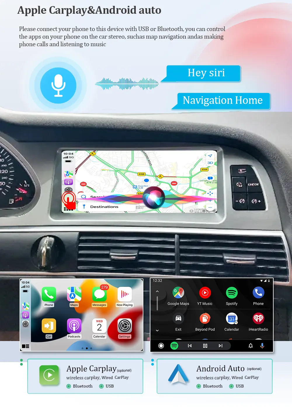 Audi A6 C6 Android Head Unit Audio Upgrade 8.8 Inch Touch Screen Apple CarPlay Andriod Auto Netflix WiFi Android13 2003 2004 2005 2006 2007 2008 2009 2010 2011 - Wit-Up Media Refit Tech
