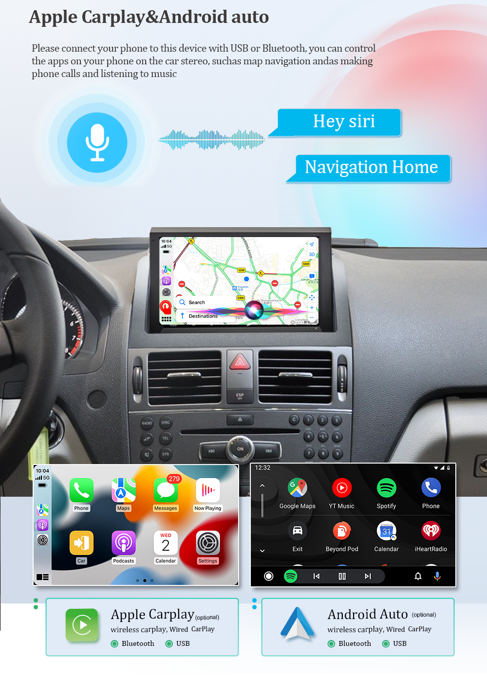 Wit-Up For Benz C W204 2007-2010 8" Touchscreen Android Aftermaket GPS Navi CarPlay Autoradio Car Stereo Multimedia - Wit-Up Media Refit Tech