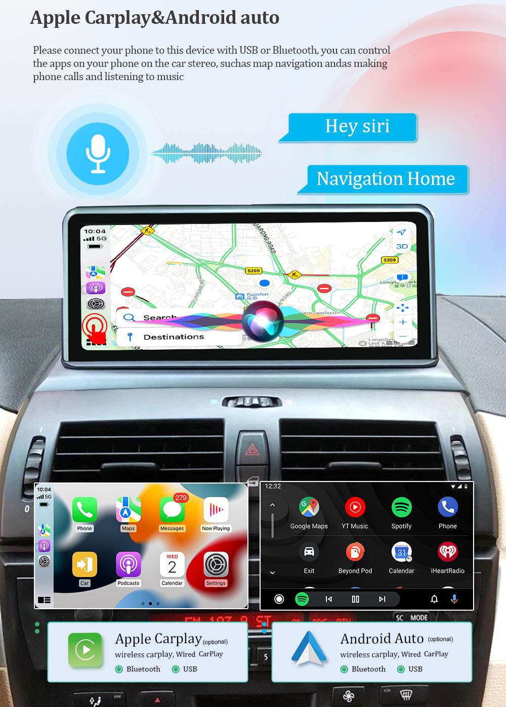 Wit-Up 10.25" Touchscreen For BMW X3 E83 2004-2010 GPS Navi Autoradio Stereo Wireless Carplay Youtube Apply Carplay AirPlay Mirroring Wired Android Head Unit Netflix Tiktok - Wit-Up Media Refit Tech