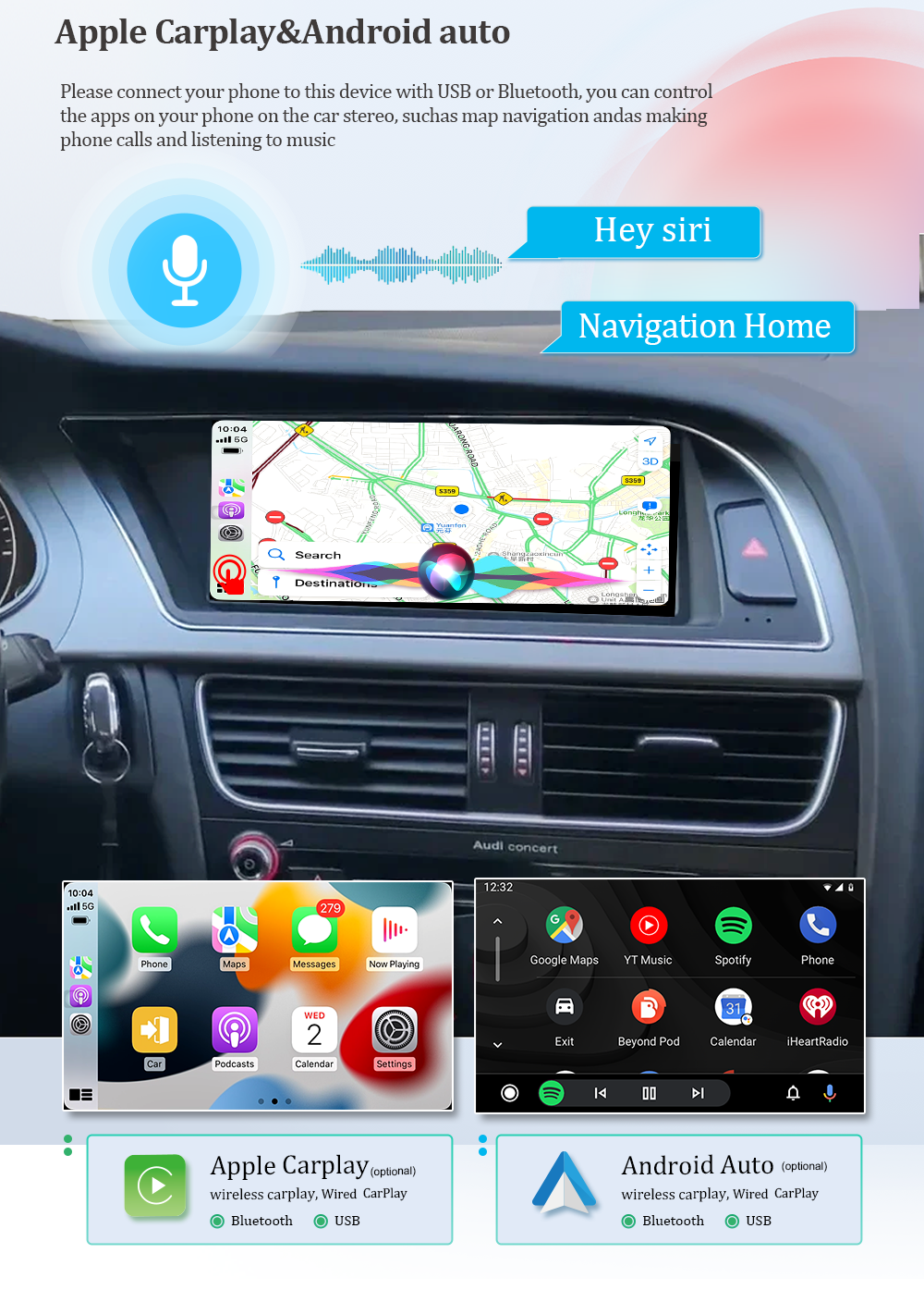 Wit-Up 8.8" Touchscreen For Audi A4 A5 MMI 2009-2016 GPS Navi Autoradio Stereo Carplay Android 14.0 Aftermarket Radio - Wit-Up Media Refit Tech