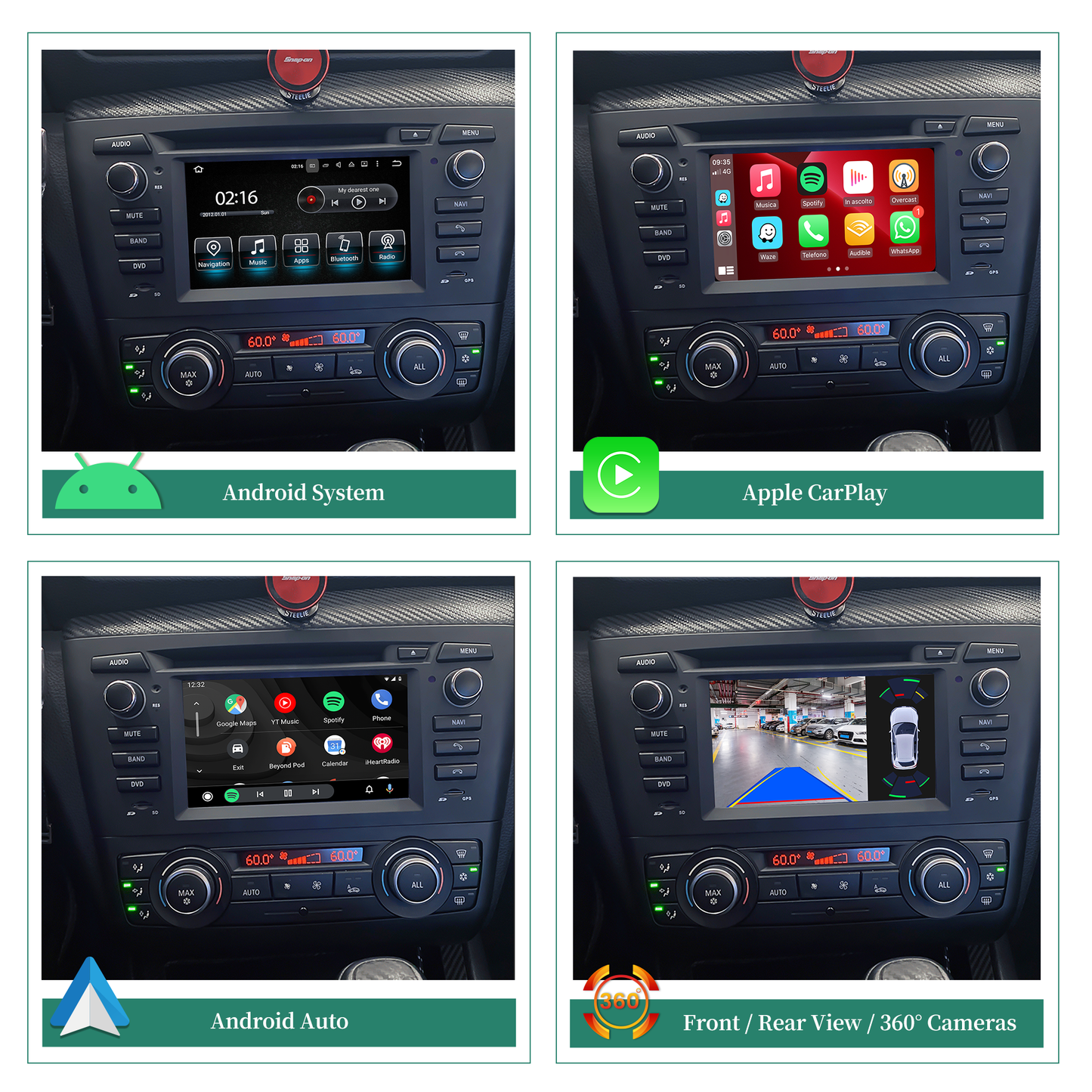 BMW E88 Android Head Unit Upgrade for BMW 1 Series E81 E82 (Automatic) 6.2 inch Touch Screen Car Stereo 4G Wi-Fi Backup Cameras Navi Google Maps RDS DVD Wireless Apple CarPlay Android Auto Spotify Wit-Up Media Refit Tech