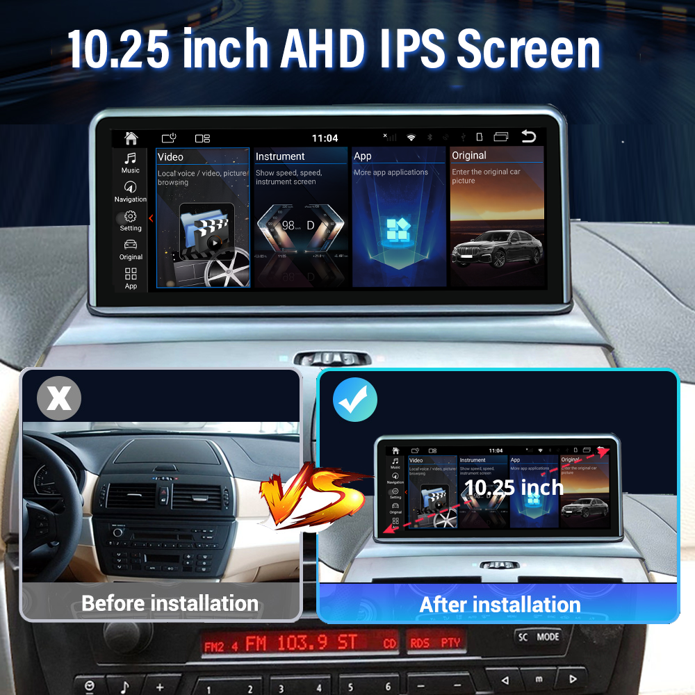 Wit-Up 10.25" Touchscreen For BMW X3 E83 2004-2010 GPS Navi Autoradio Stereo Wireless Carplay Youtube Apply Carplay AirPlay Mirroring Wired Android Head Unit Netflix Tiktok - Wit-Up Media Refit Tech