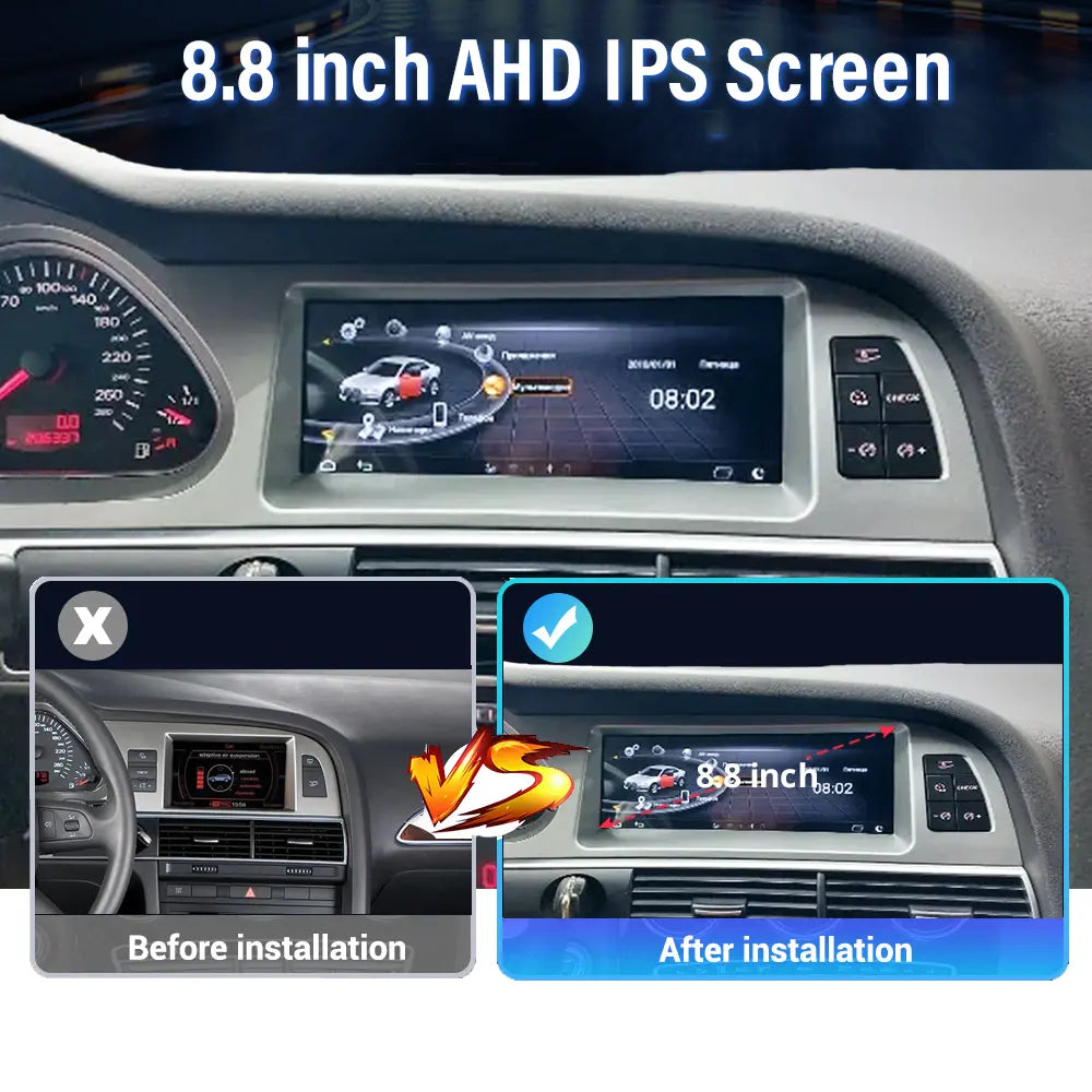 Audi A6 C6 Android Head Unit Audio Upgrade 8.8 Inch Touch Screen Apple CarPlay Andriod Auto Netflix WiFi Android13 2003 2004 2005 2006 2007 2008 2009 2010 2011 - Wit-Up Media Refit Tech