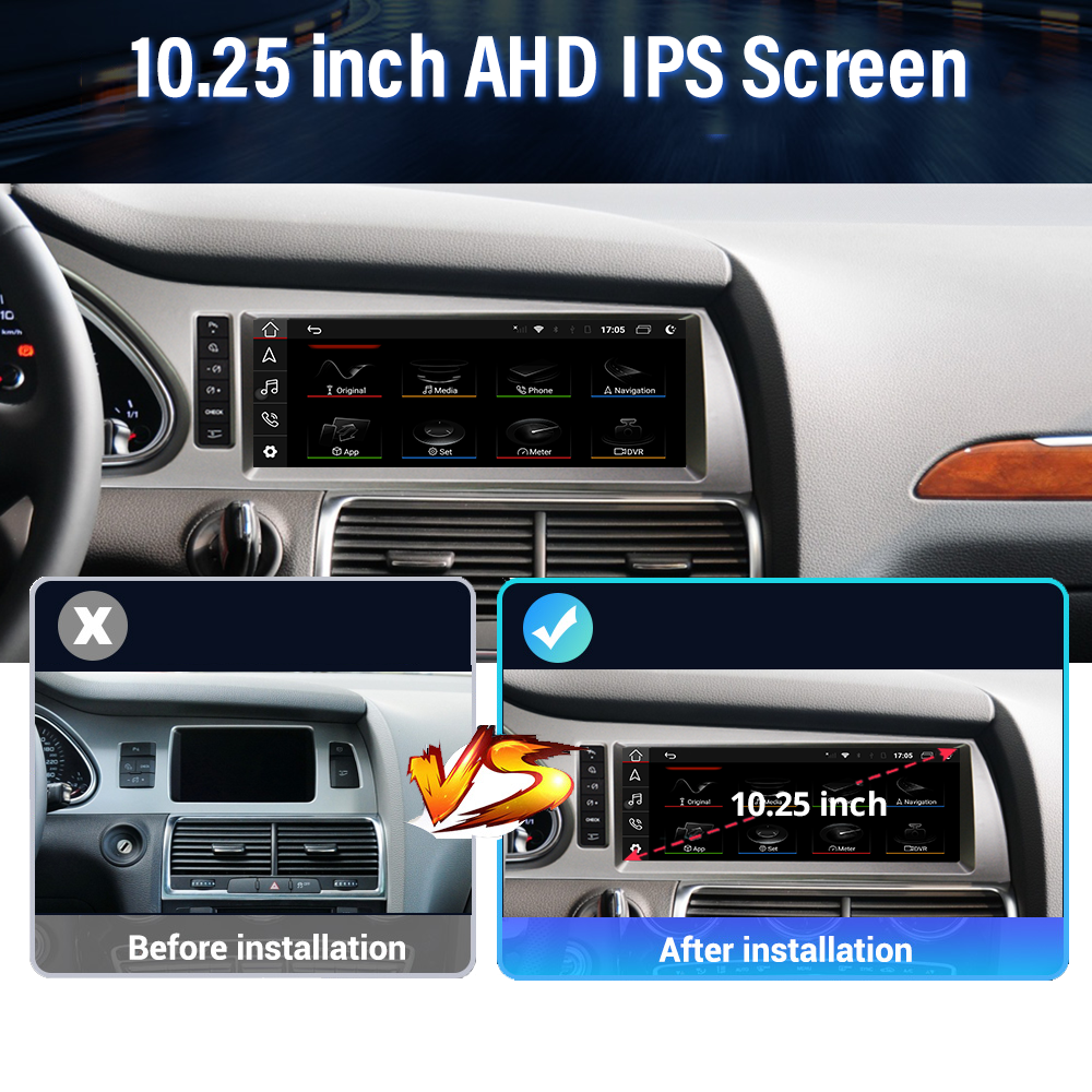 Wit-Up Head Unit Car Stereo For Audi Q7 4L MMI 2005-2015 10.25 inch Touch Screen Radio Apple CarPlay & Android Auto GPS Navigation Bluetooth Backup Camera Aftermarket Google Maps 4G Wi-Fi