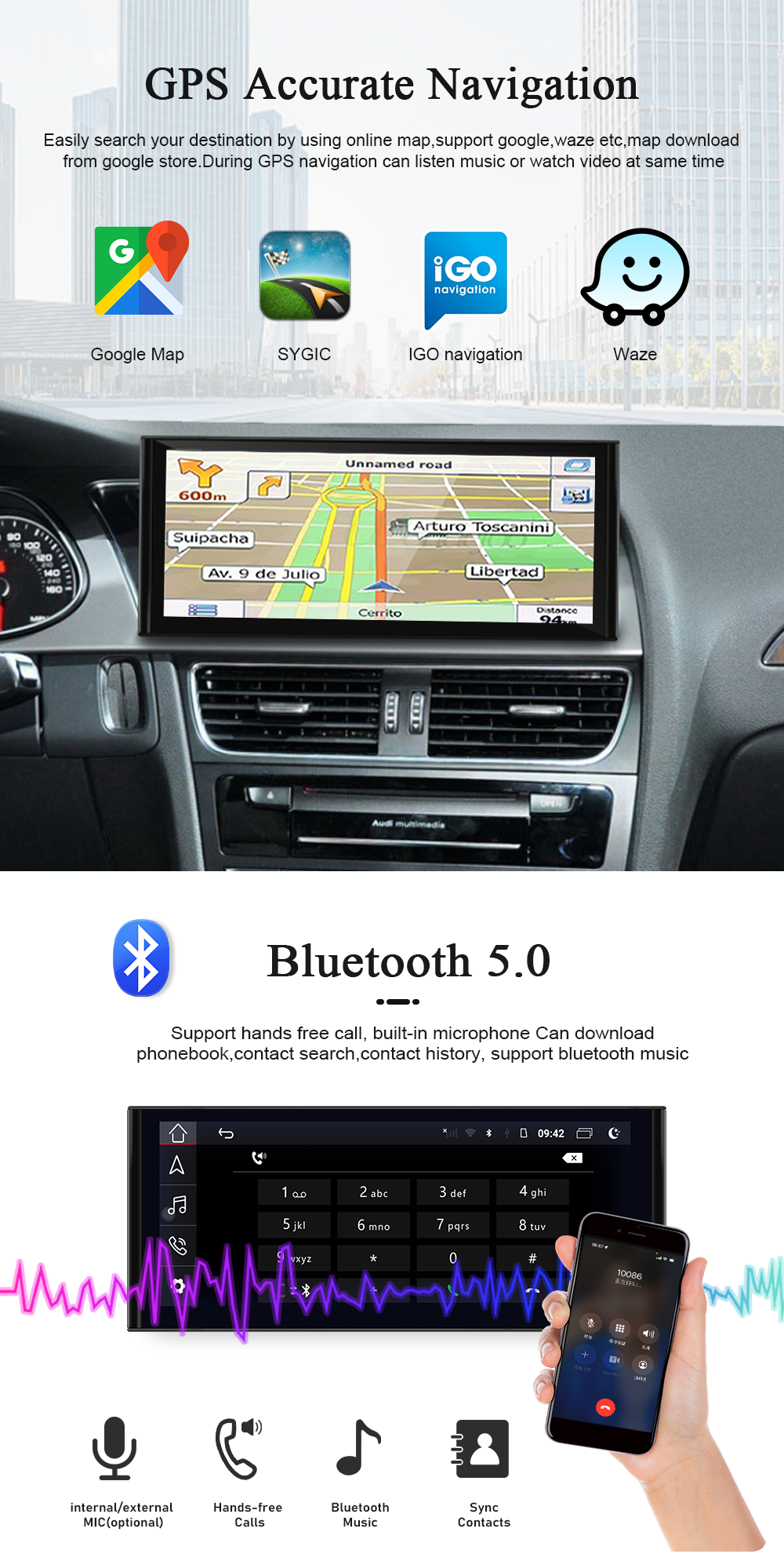 Wit-Up For Audi A4 A5 B8 10.25“ Touchscreen Upgrade Android Radio Aftermaket GPS Navi CarPlay Autoradio Car Stereo Android13 Google Maps TikTok 4G Wi-Fi 2009 2010 2011 2012 2013 2015 2015 - Wit-Up Media Refit Tech