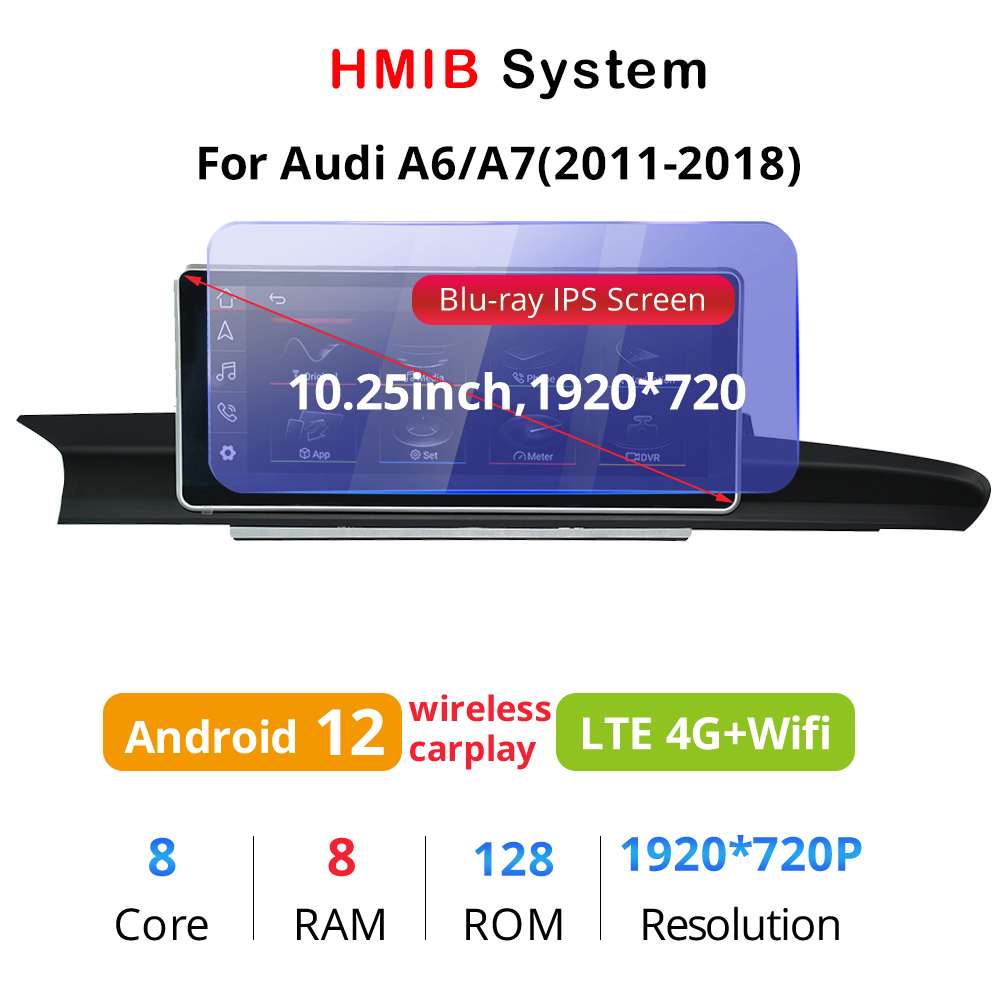 Wit-Up Android Stereo for Audi A6 A7 C7 MMI 2011-2018 10.25" Touchscreen GPS navi autoradio stereo wireless carplay Youtube Apply Carplay Mirroring Netflix Waze - Wit-Up Media Refit Tech