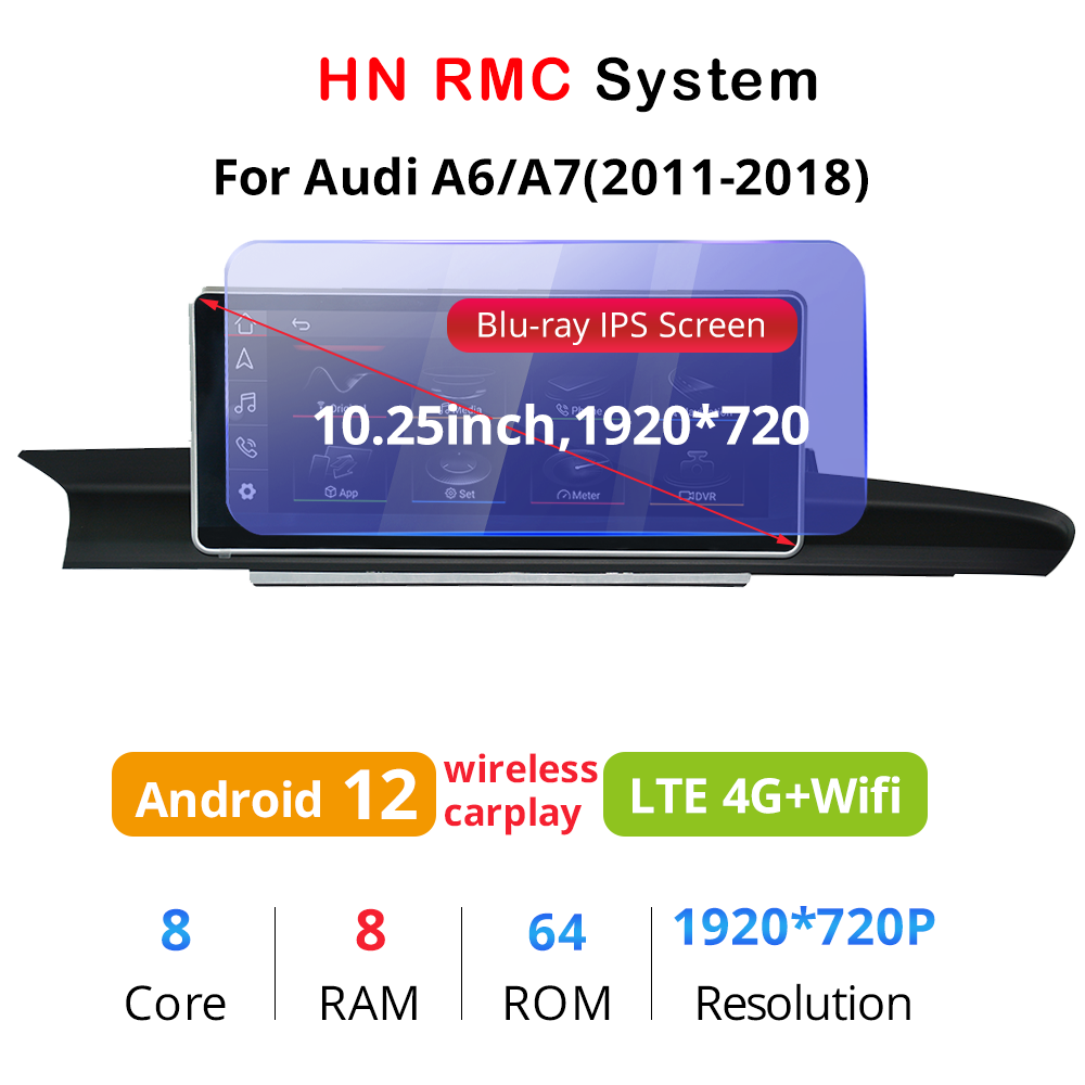 Wit-Up Android Stereo for Audi A6 A7 C7 MMI 2011-2018 10.25" Touchscreen GPS navi autoradio stereo wireless carplay Youtube Apply Carplay Mirroring Netflix Waze - Wit-Up Media Refit Tech