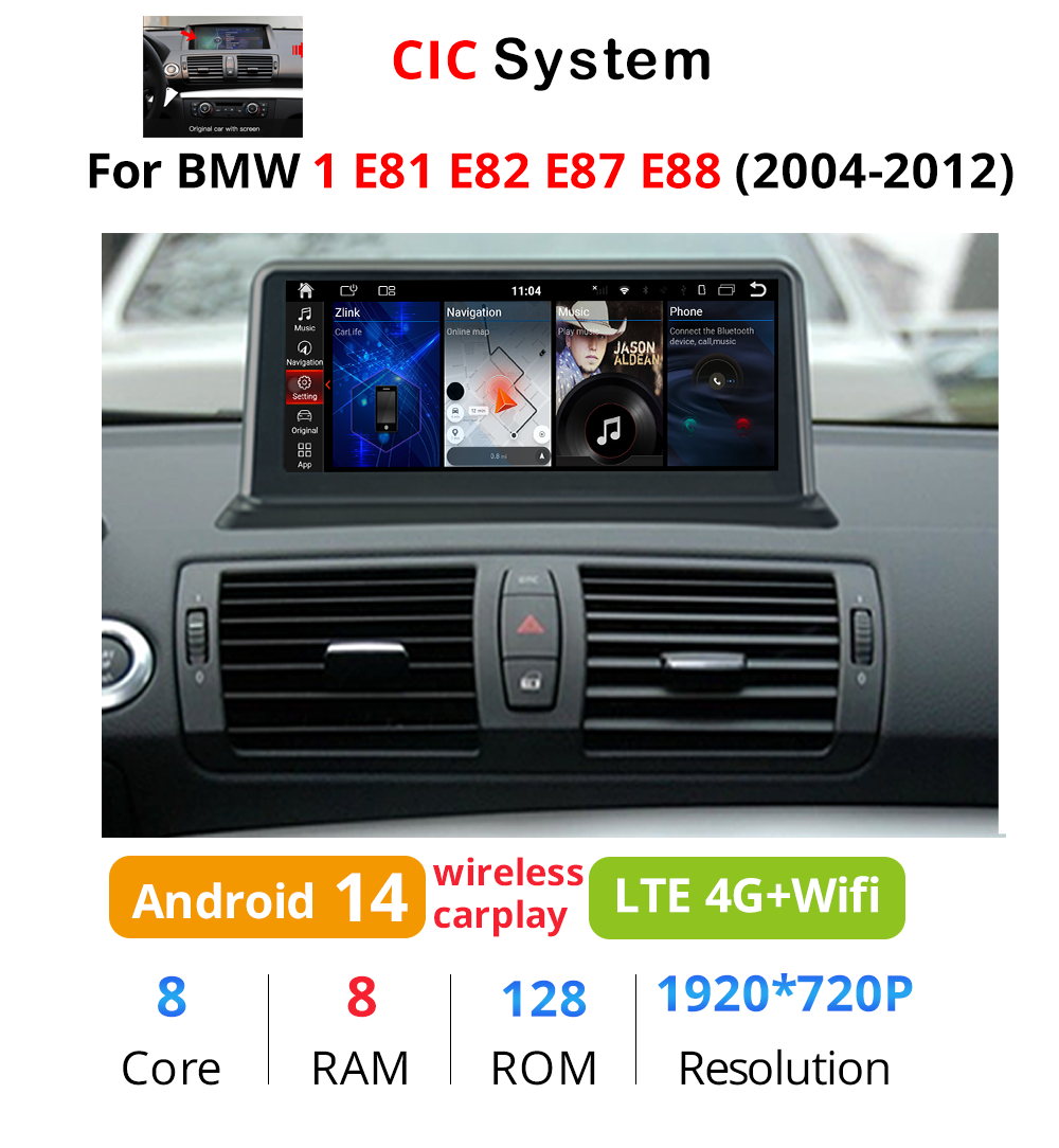 Wit-Up for BMW E81 E82 E87 E88 10.25" Upgrade radio Android 14 Aftermaket GPS Navi CarPlay Autoradio Car Stereo Multimedia Youtube Tiktok - Wit-Up Media Refit Tech