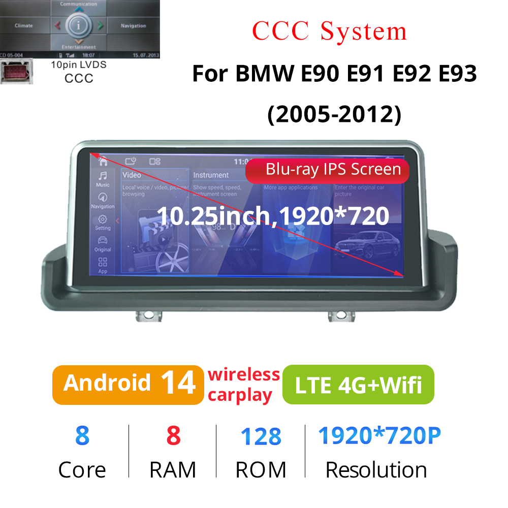 Wit-Up For BMW 3/4 E90 E91 E92 E93 10.25" Touch Screen Upgrade Radio Android 14 Aftermaket GPS Navi CarPlay Autoradio Car Stereo Multimedia