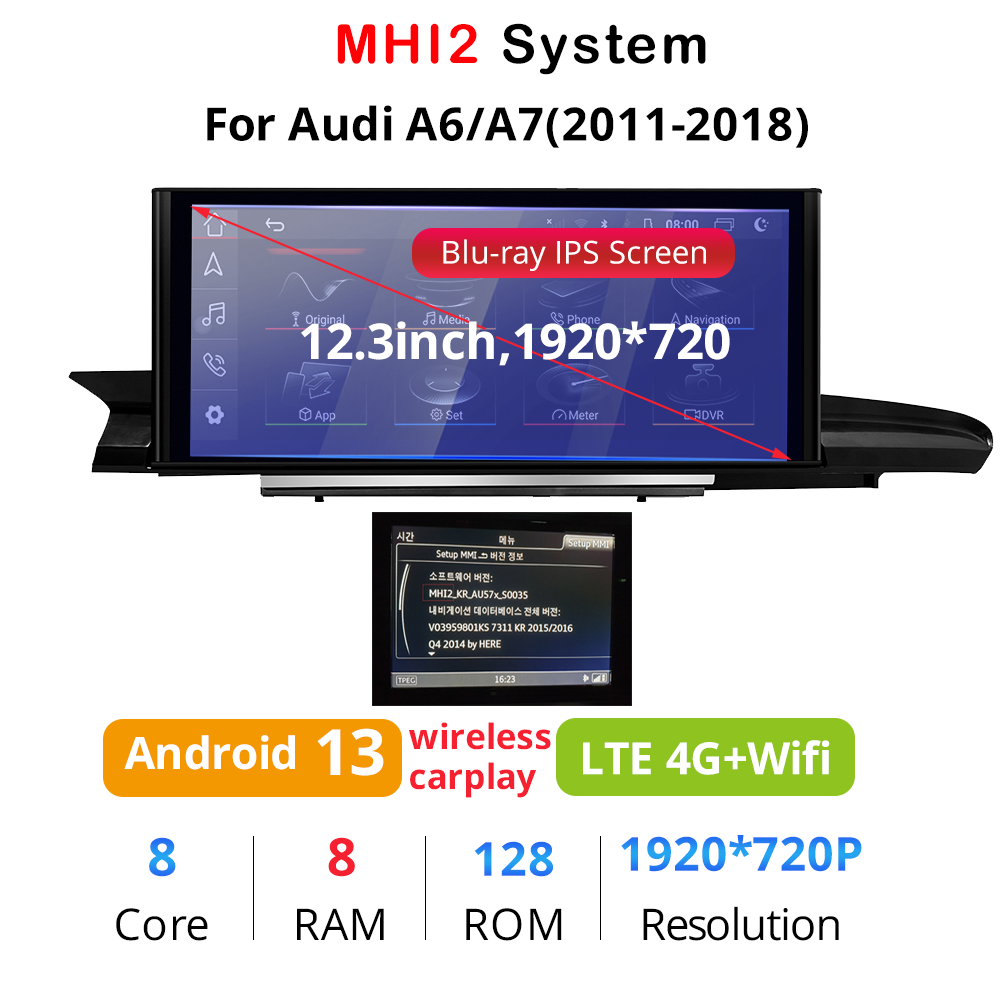 Wit-Up Audi A6 Stereo Upgrade For A6 A7 Double Din Apple Carplay Radio 7 inch Touch Screen Android Auto Mirror Link Android 13 Movies Music 4G Wi-Fi Backup Cameras BT RDS DVD Aftermarket Head Unit - Wit-Up Media Refit Tech