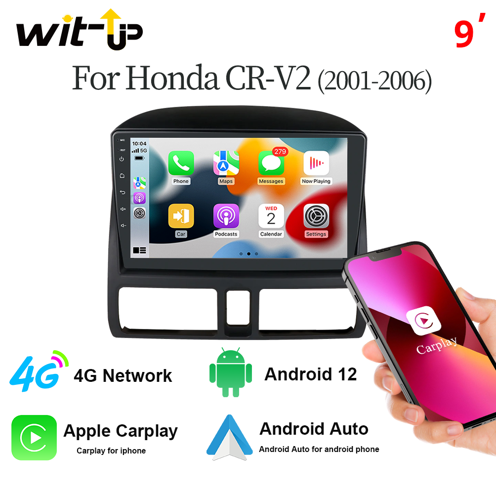 Wit-Up Honda Car Stereo For CRV2 Double Din Apple CarPlay Touch Screen Radio Mirror Link Upgrade Replacement Aftermarket GPS Navigation Backup Camera Bluetooth Music Video Games Google Maps - Wit-Up Media Refit Tech