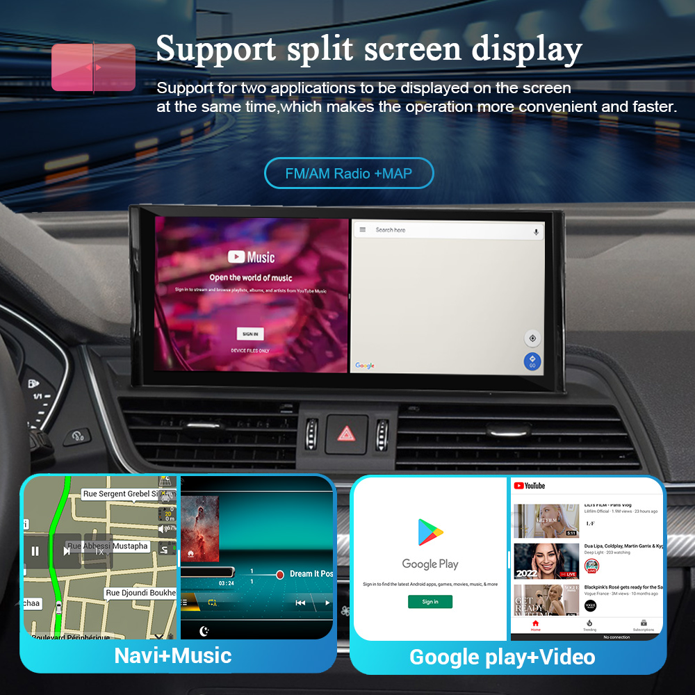Wit-Up For 12.3” Touchscreen Audi Q5 B9 2016-2019 Apply Carplay Android GPS navi autoradio stereo Youtube Apply Carplay Mirror Link Android auto Netflix Waze Tiktok