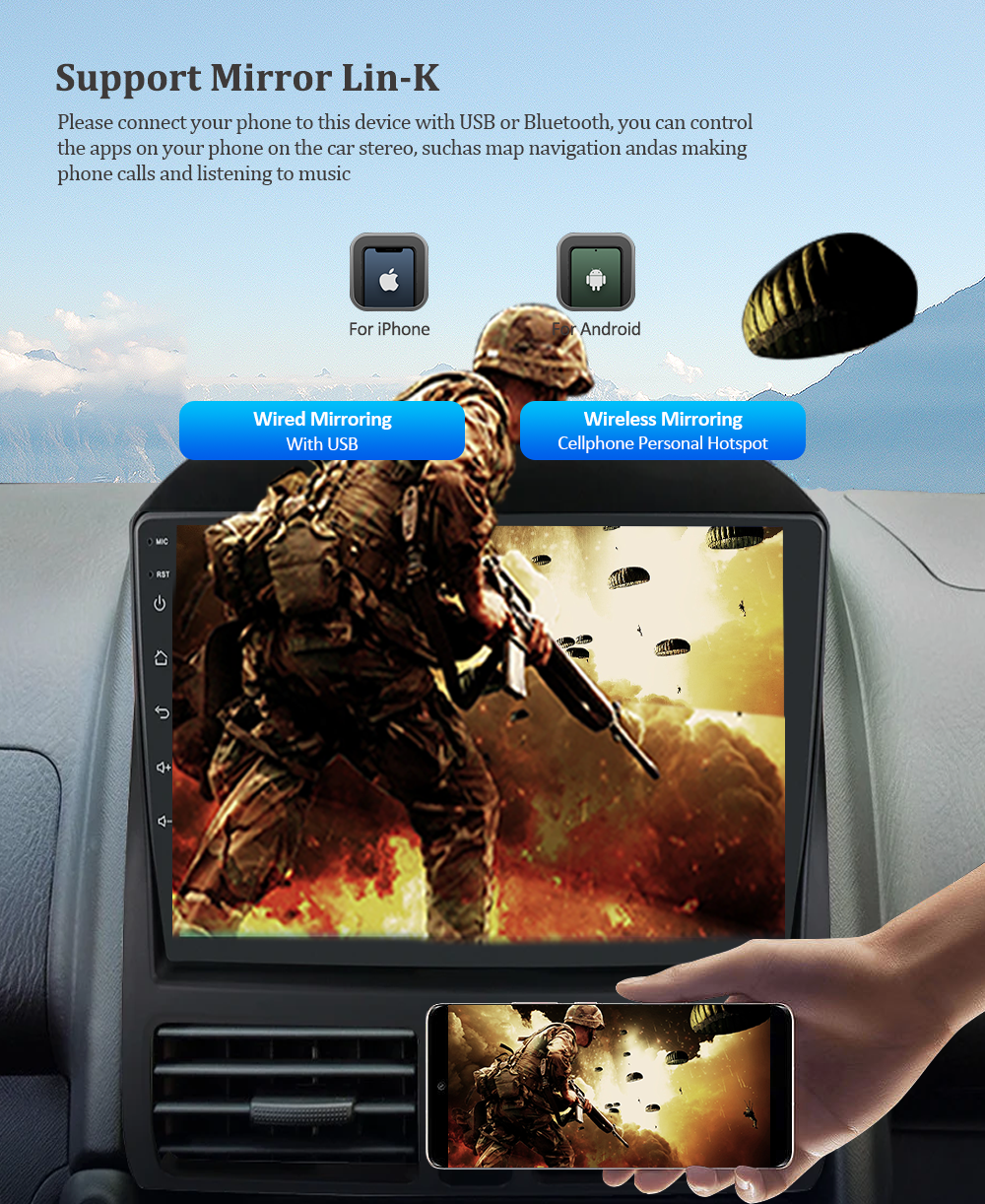 Wit-Up Honda Car Stereo For CRV2 Double Din Apple CarPlay Touch Screen Radio Mirror Link Upgrade Replacement Aftermarket GPS Navigation Backup Camera Bluetooth Music Video Games Google Maps - Wit-Up Media Refit Tech