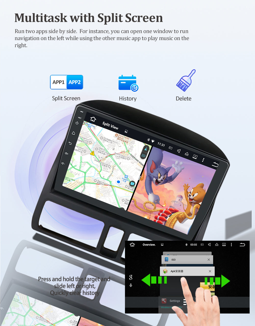 Wit-Up Honda Car Stereo For CRV2 Double Din Apple CarPlay Touch Screen Radio Mirror Link Upgrade Replacement Aftermarket GPS Navigation Backup Camera Bluetooth Music Video Games Google Maps - Wit-Up Media Refit Tech