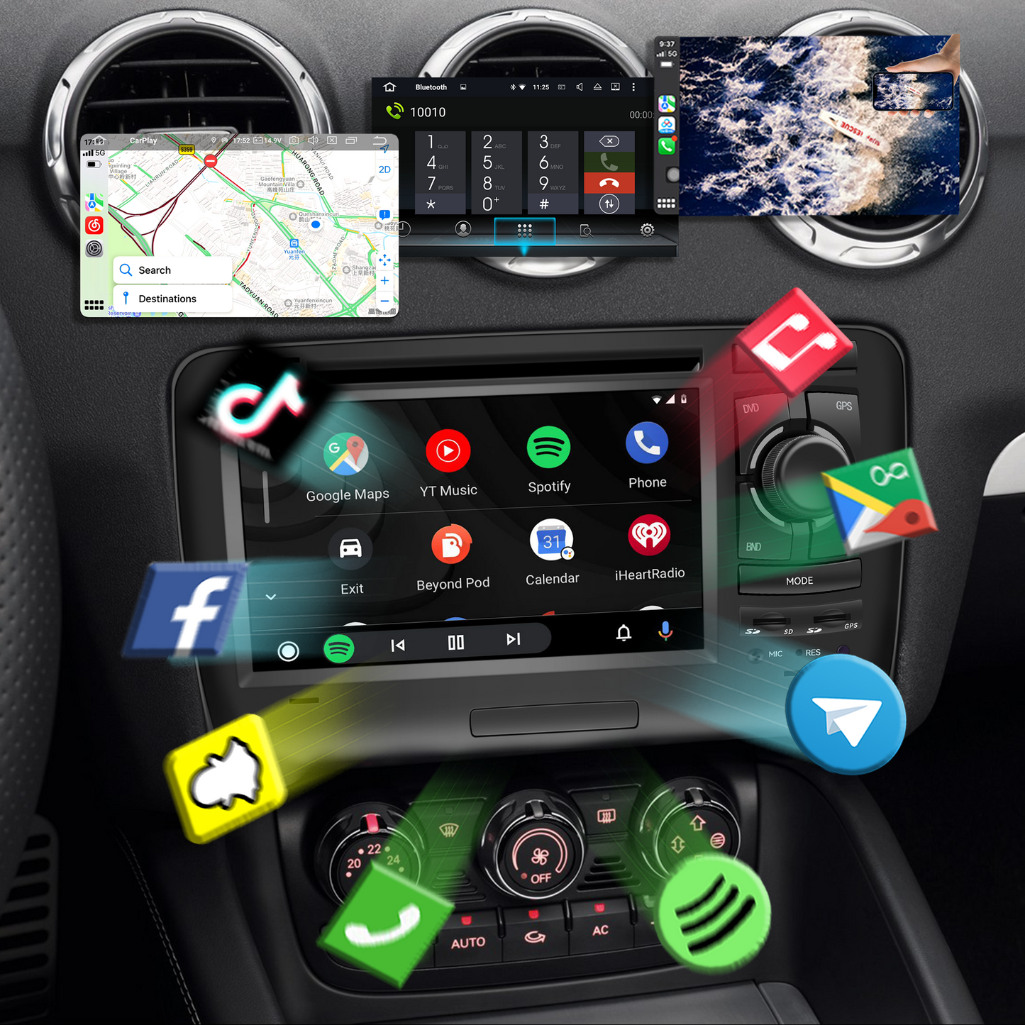 Wit-Up Audi TT Mk2 8J 7 inch Autoradio Touch Screen Upgrade Wireless Apple CarPlay Car Stereo Replacement Aftermarket Head Unit Android Auto Mirror Link GPS Navigation Backup Cameras Netflix Spotify