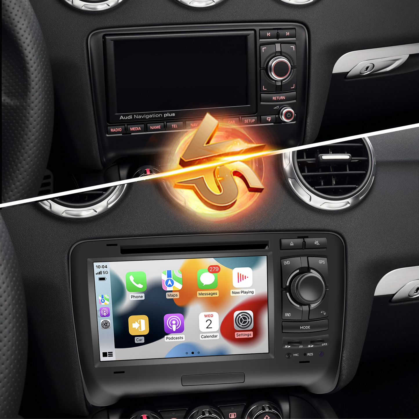 Wit-Up 7 inch Audi TT Mk2 8J Autoradio Touch Screen Wireless Apple CarPlay Car Stereo Replacement Aftermarket Head Unit Android Auto Mirror Link GPS Navigation Backup Cameras Netflix Spotify