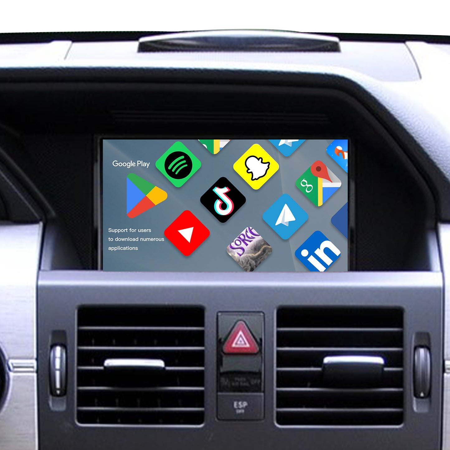 Mercedes GLK X204 NTG 4.0 install 7 inch Android Touch Screen Wireless Apple CarPlay Android Auto Split Screen Mode Samsung Phone Apps Mirror Full Screen Navigation Waze Netflix Spotify Backup Cameras