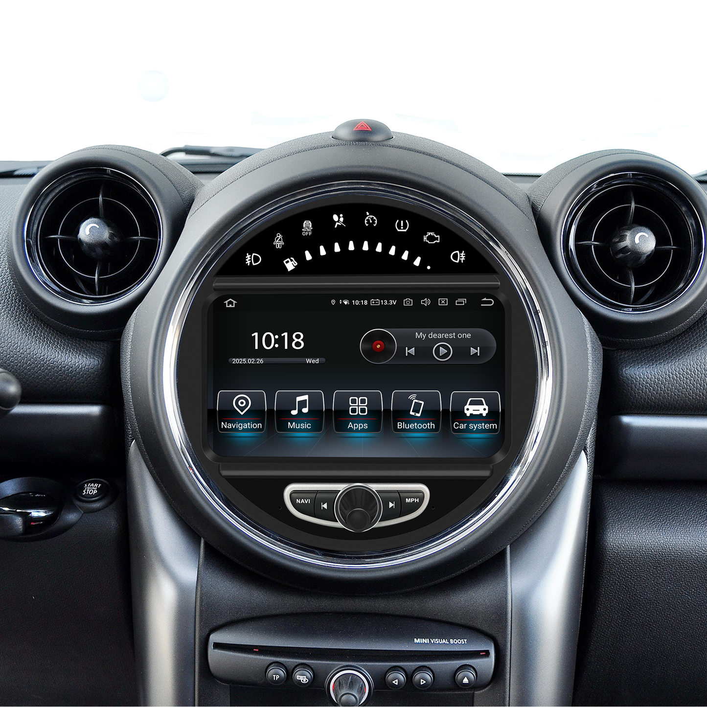 Wit-up 6.5 Mini Cooper CIC R56 Apple CarPlay Upgrade 8-inch Android Touch Screen Wireless Android Auto Facebook Navigation Vehicle Cameras Download Android Apps Games Music Movies Receive Calls Via Bluetooth