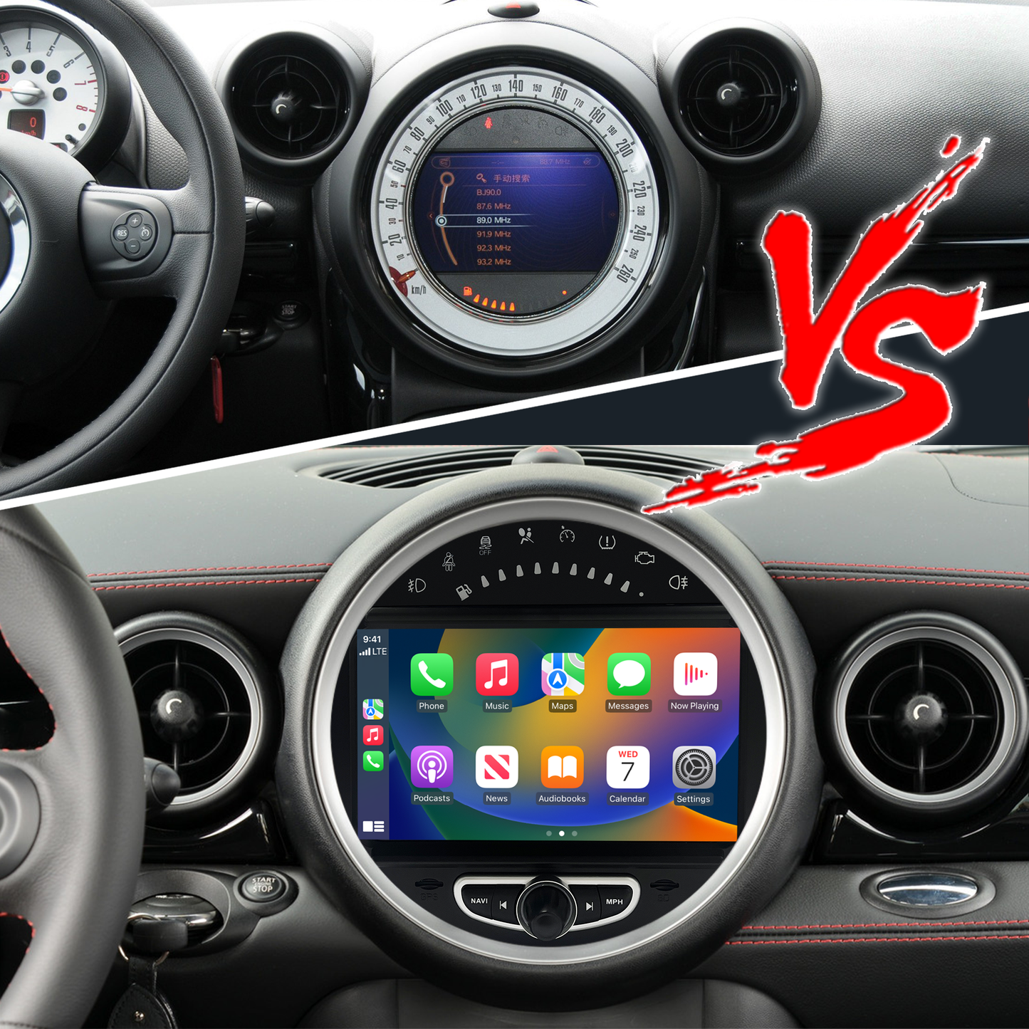 Wit-up 6.5 Mini Cooper CIC R56 Apple CarPlay Upgrade 8-inch Android Touch Screen Wireless Android Auto Facebook Navigation Vehicle Cameras Download Android Apps Games Music Movies Receive Calls Via Bluetooth